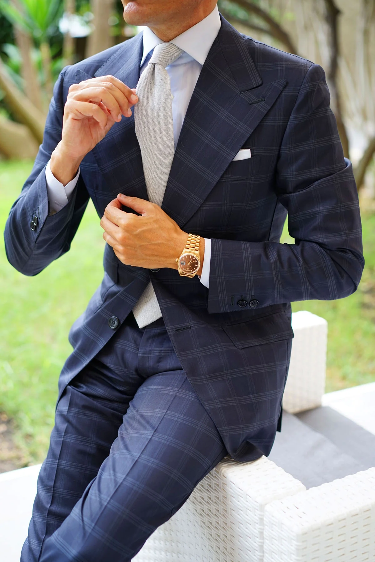 Dry Grey Donegal Linen Tie - Image 15