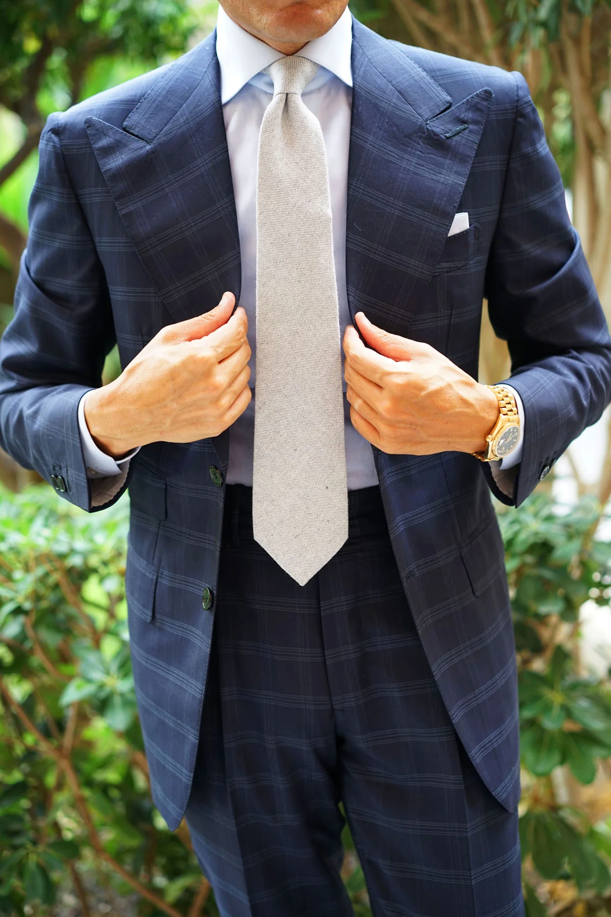 Dry Grey Donegal Linen Tie - Image 5