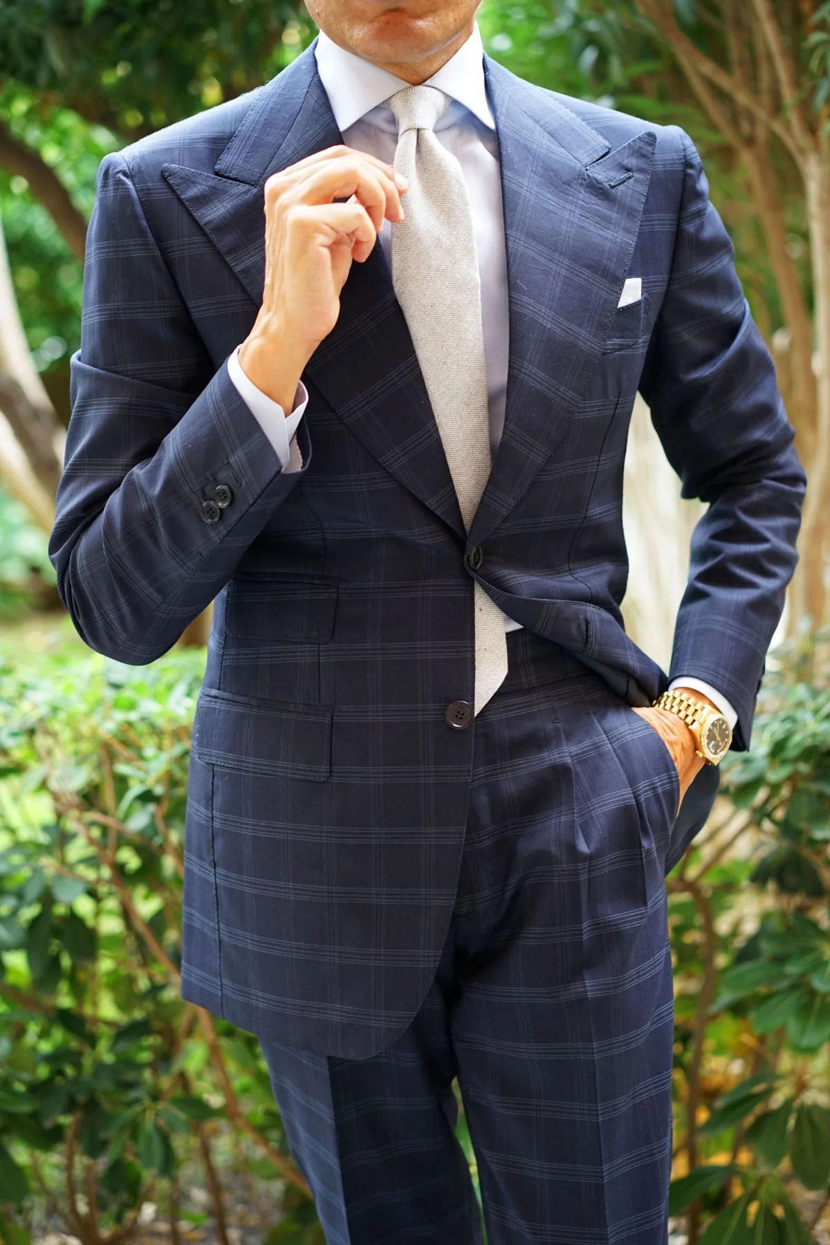 Dry Grey Donegal Linen Tie - Image 7