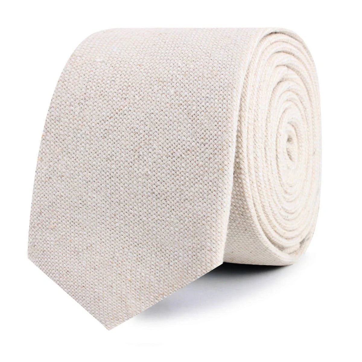 Dry Khaki White Linen Skinny Tie - Image 2