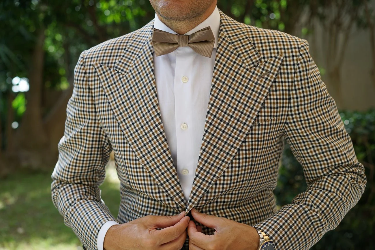 Dune Beige Brown Twill Bow Tie - Image 3