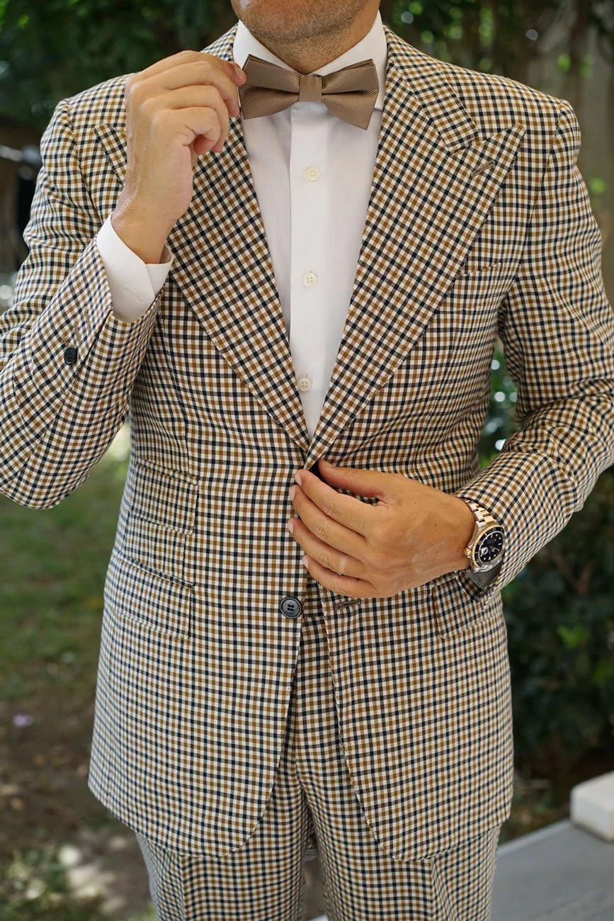 Dune Beige Brown Twill Bow Tie - Image 4