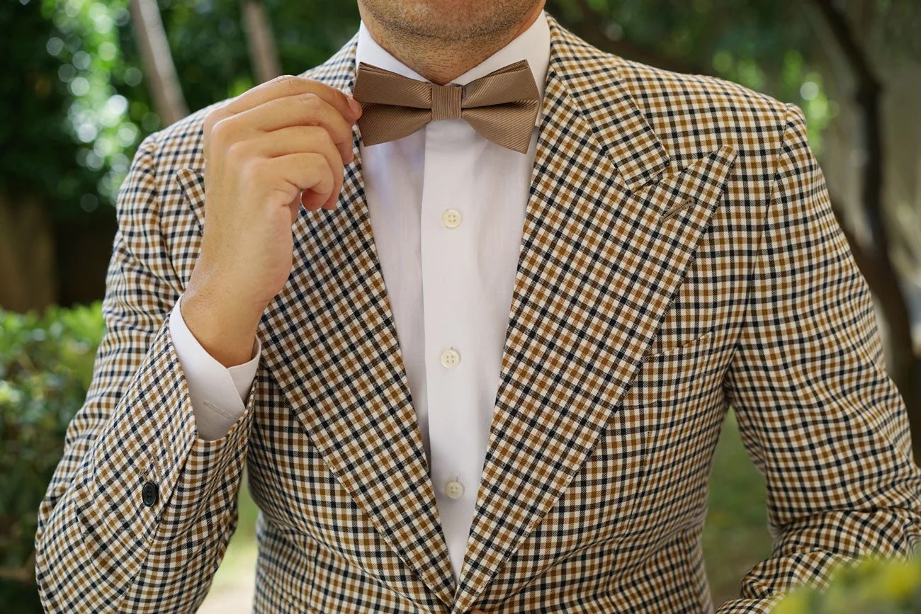 Dune Beige Brown Twill Bow Tie - Image 5