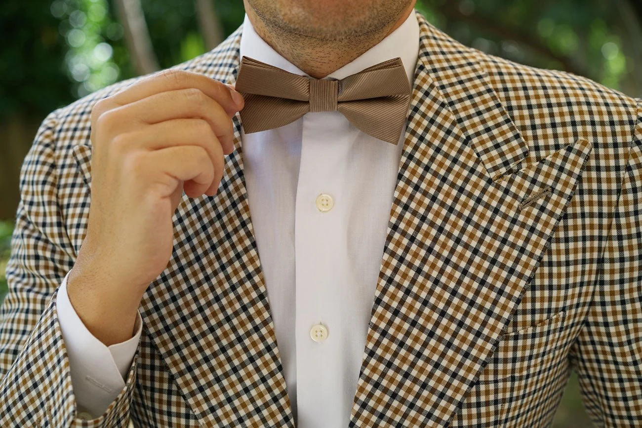 Dune Beige Brown Twill Bow Tie - Image 6