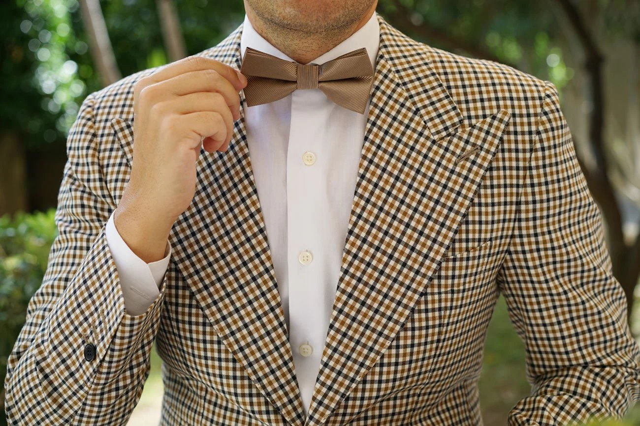 Dune Beige Brown Twill Bow Tie - Image 7