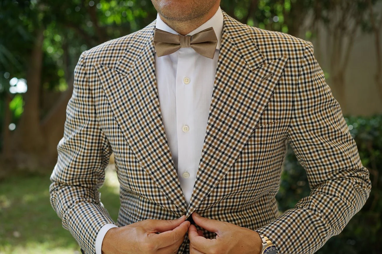 Dune Beige Brown Twill Bow Tie - Image 8