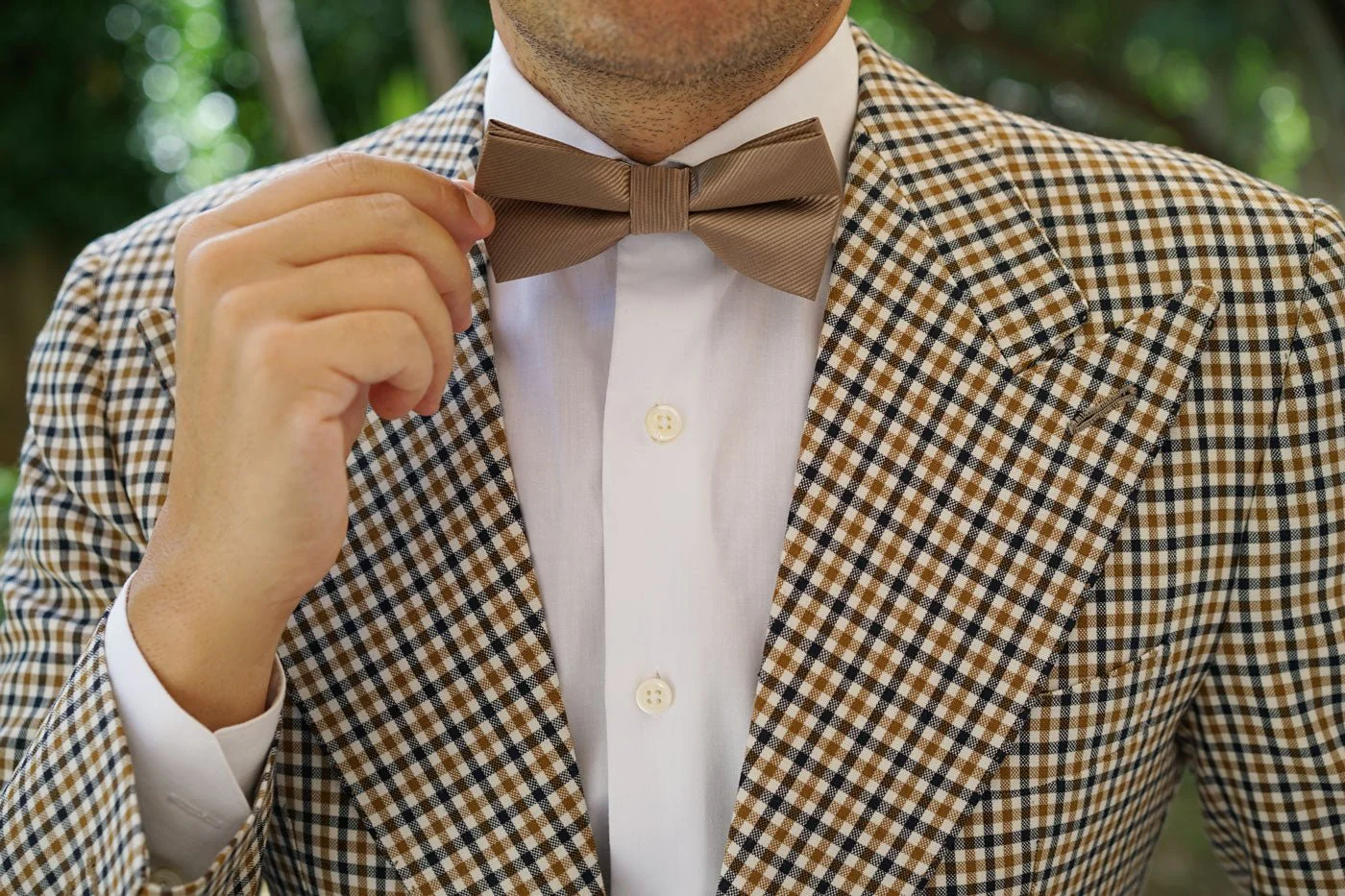 Dune Beige Brown Twill Bow Tie - Image 9