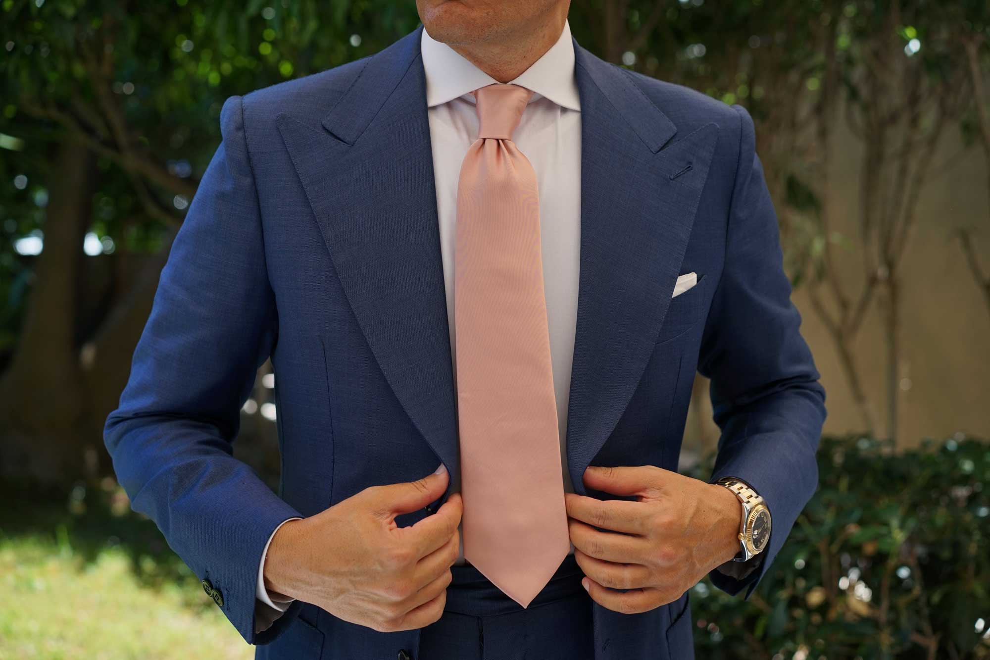 Dusty Blush Crisp Satin Necktie - Image 4