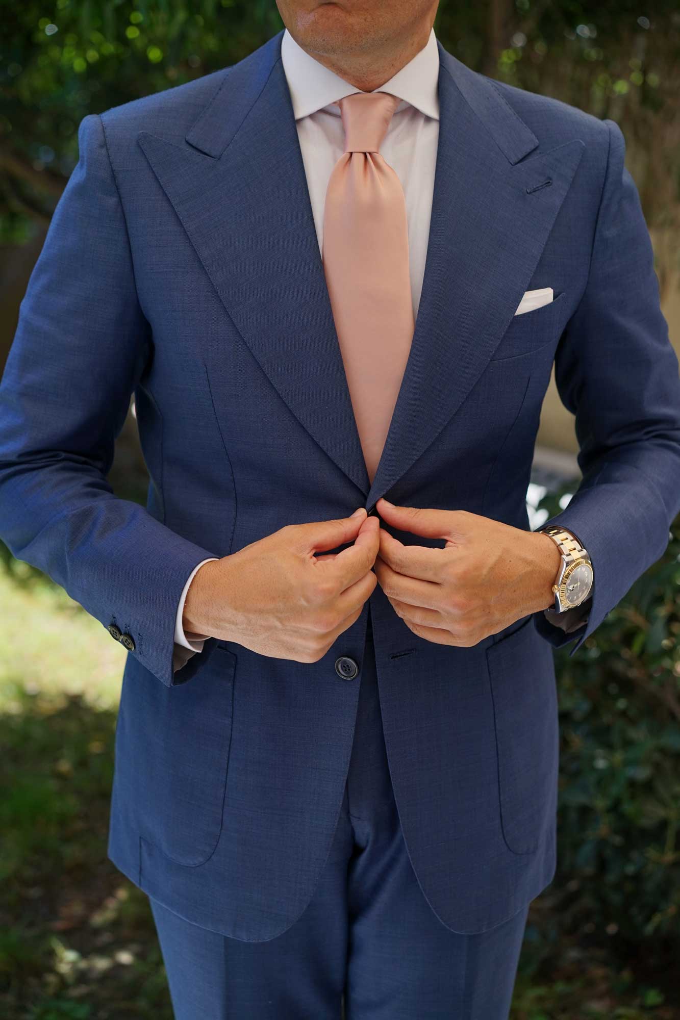 Dusty Blush Crisp Satin Necktie - Image 5