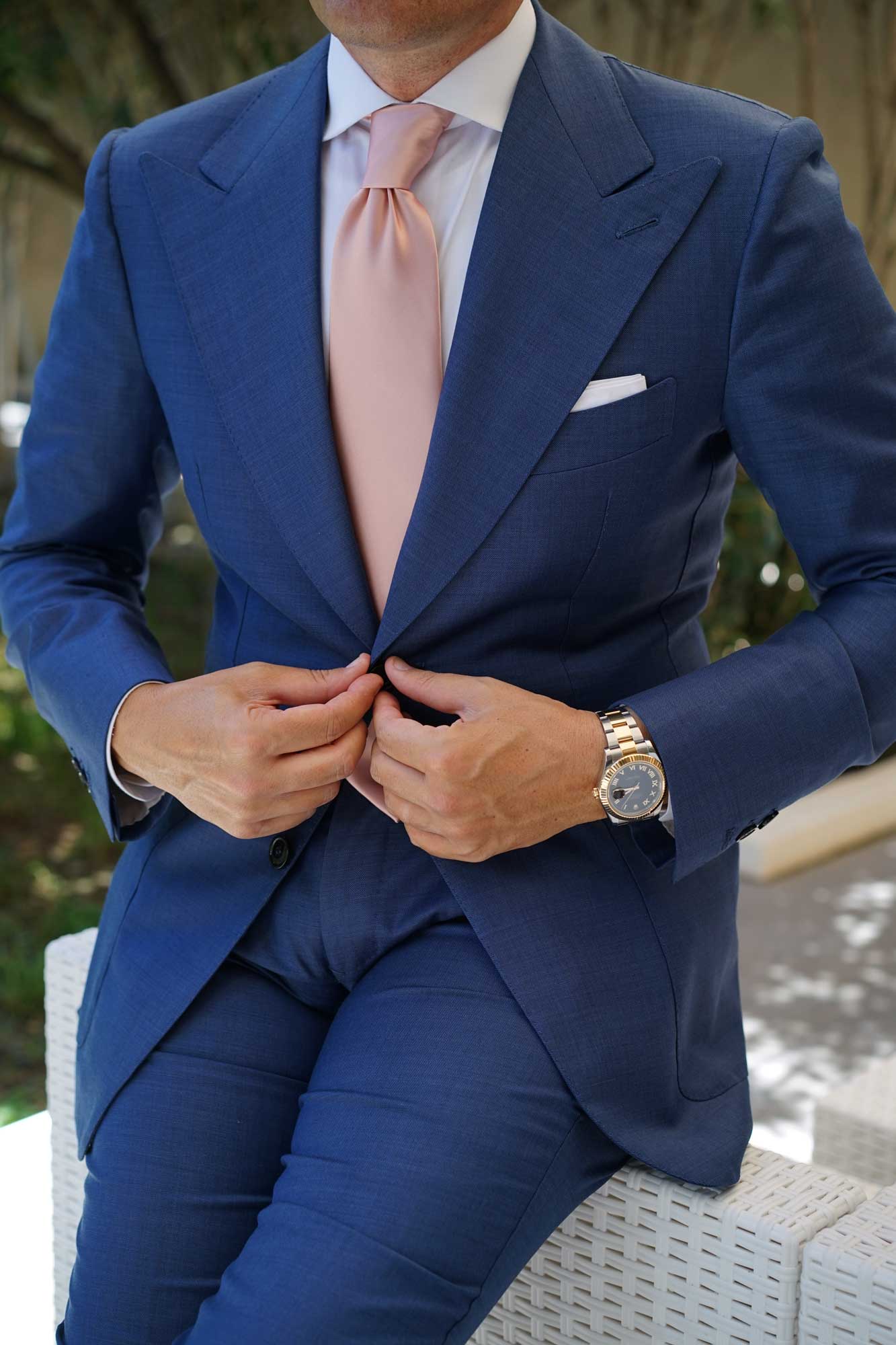 Dusty Blush Crisp Satin Necktie - Image 7