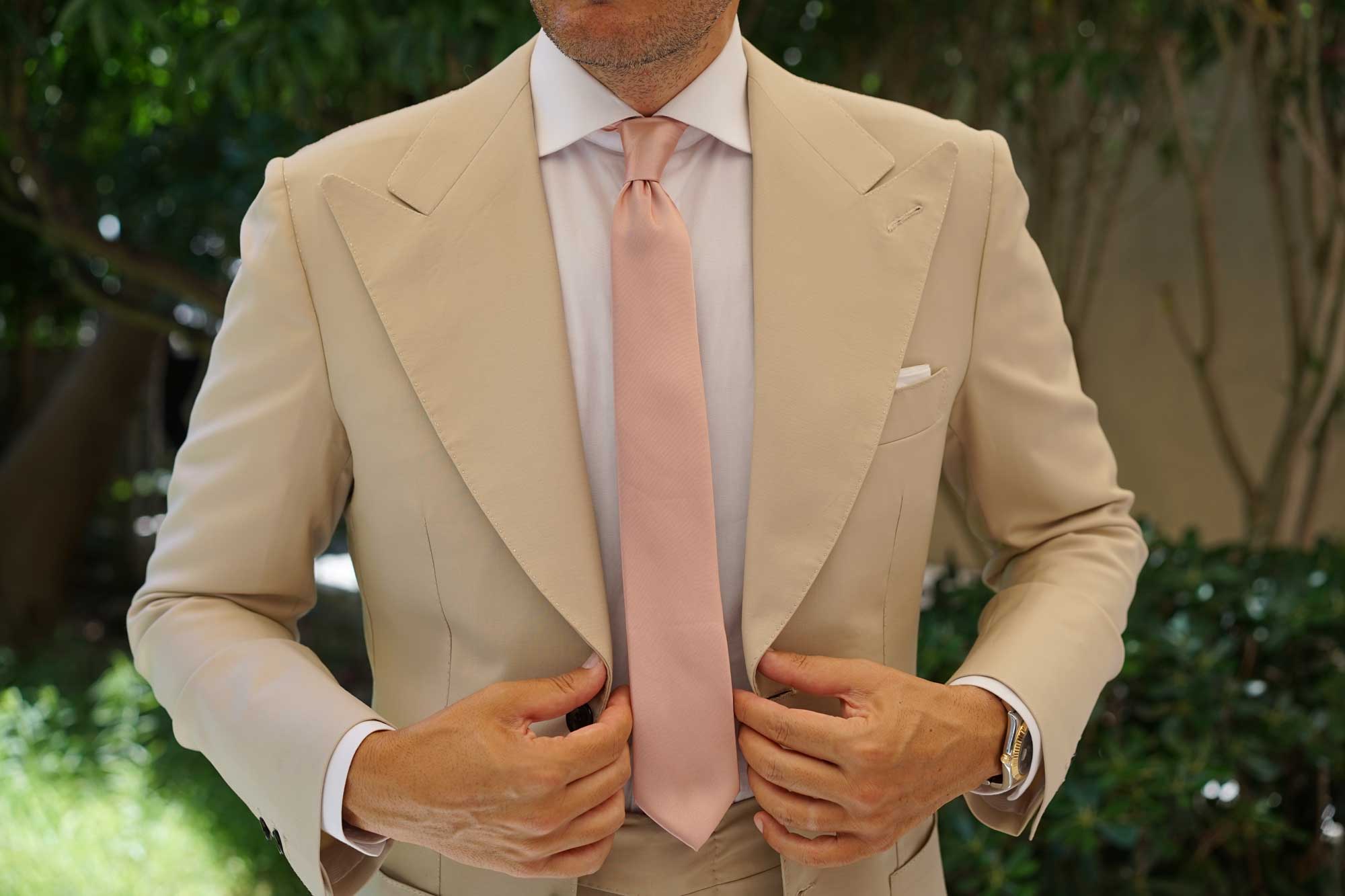 Dusty Blush Crisp Satin Skinny Tie - Image 4