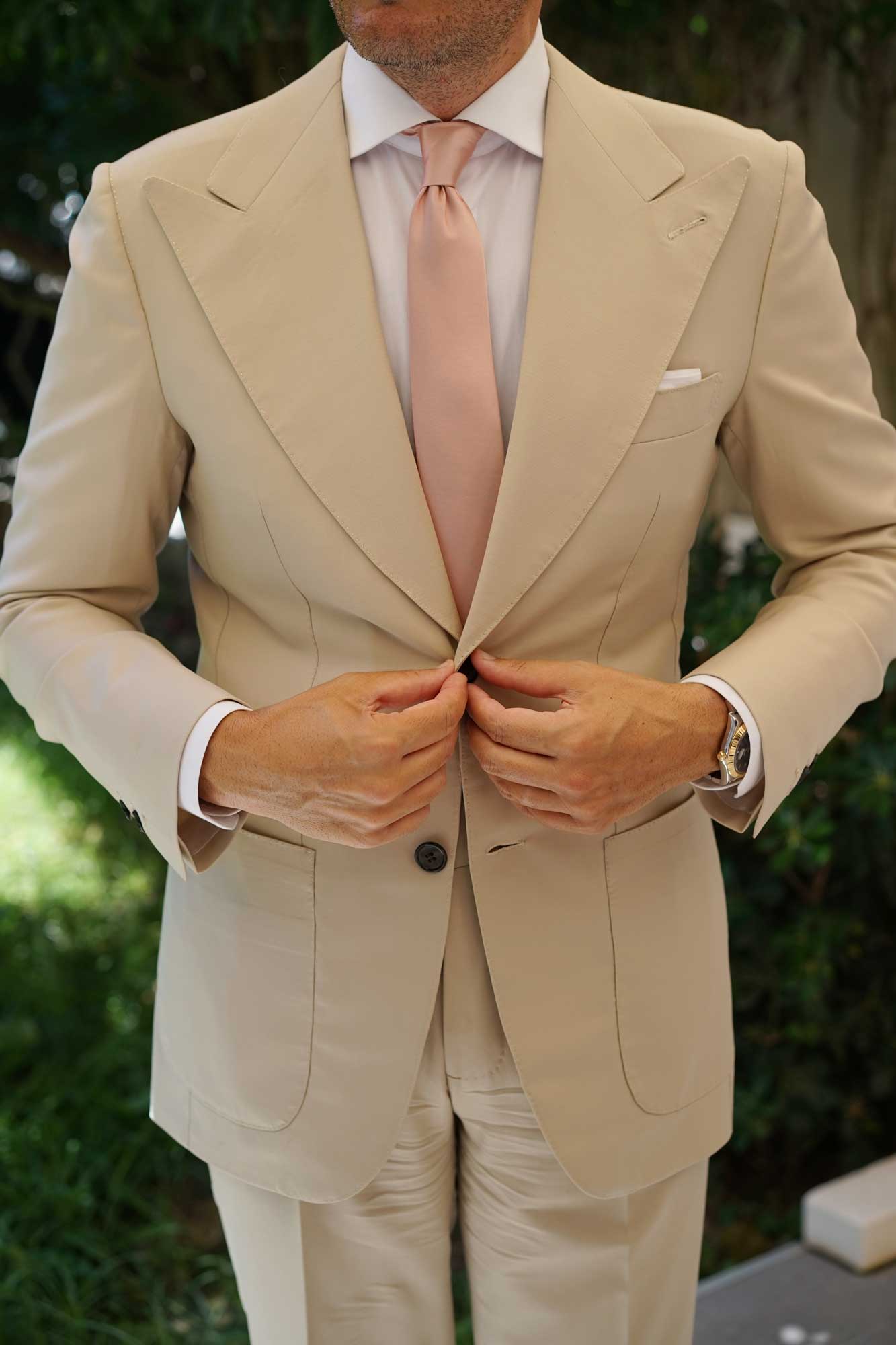 Dusty Blush Crisp Satin Skinny Tie - Image 5