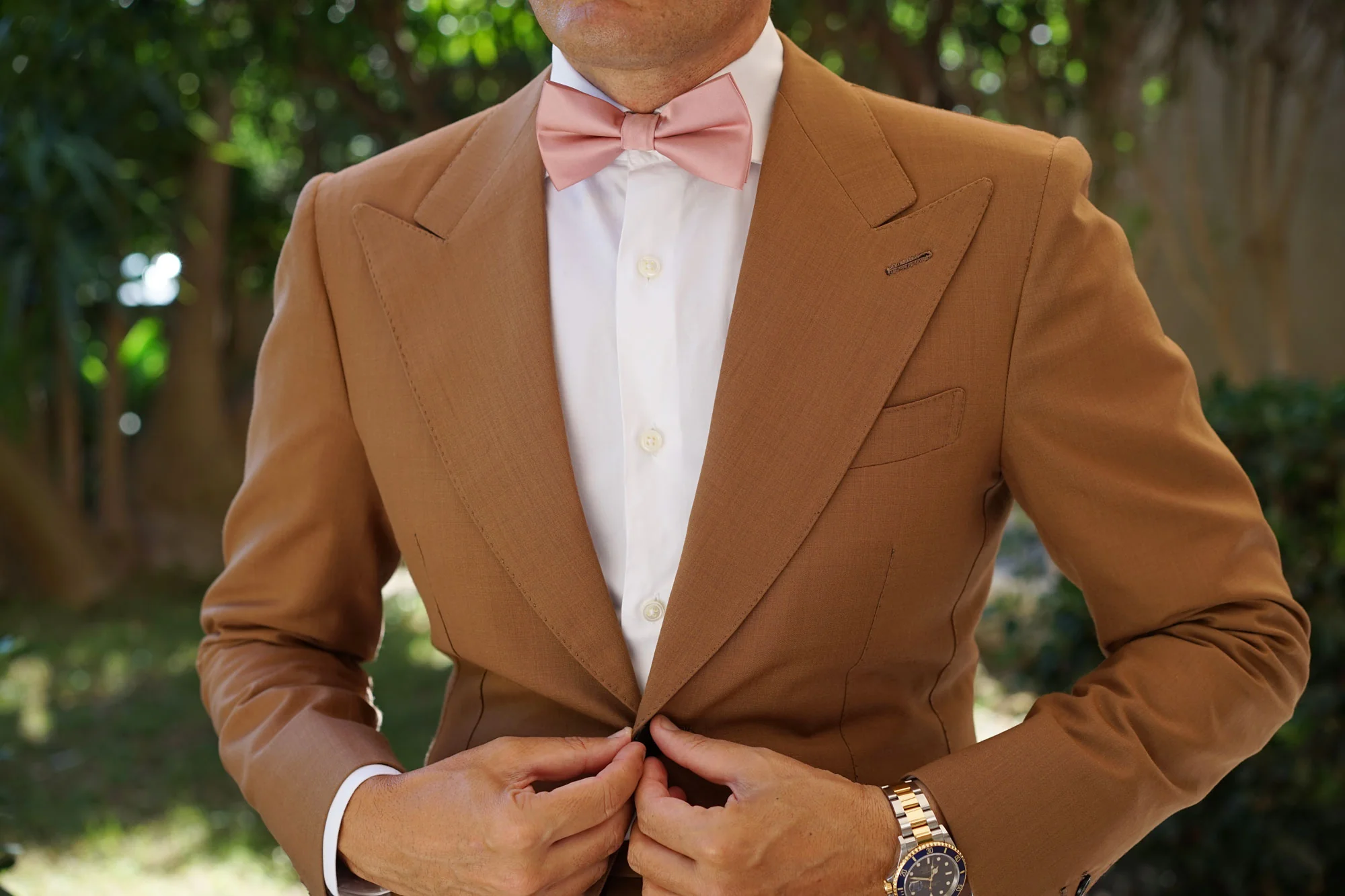 Dusty Blush Pink Satin Bow Tie - Image 3