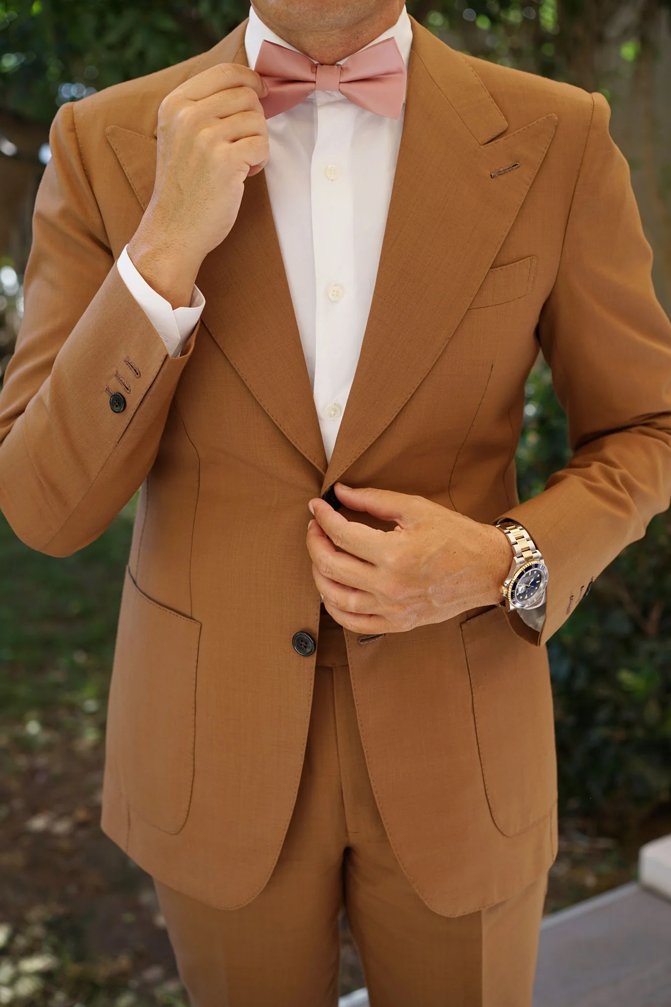 Dusty Blush Pink Satin Bow Tie - Image 4