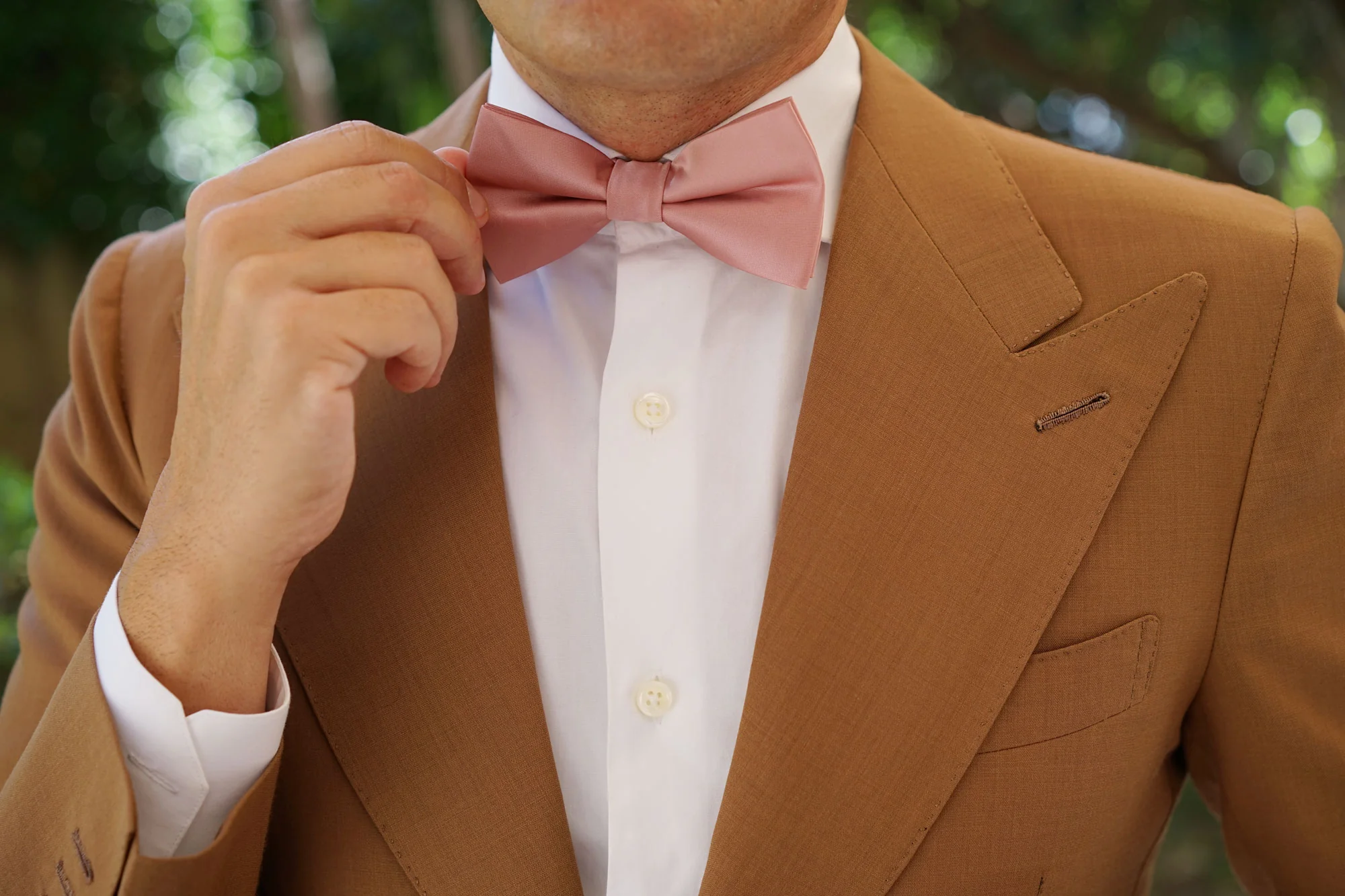 Dusty Blush Pink Satin Bow Tie - Image 6