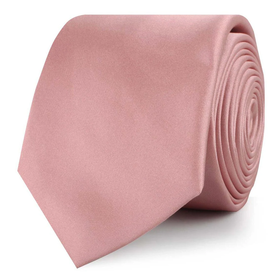 Dusty Blush Pink Satin Skinny Tie - Image 2