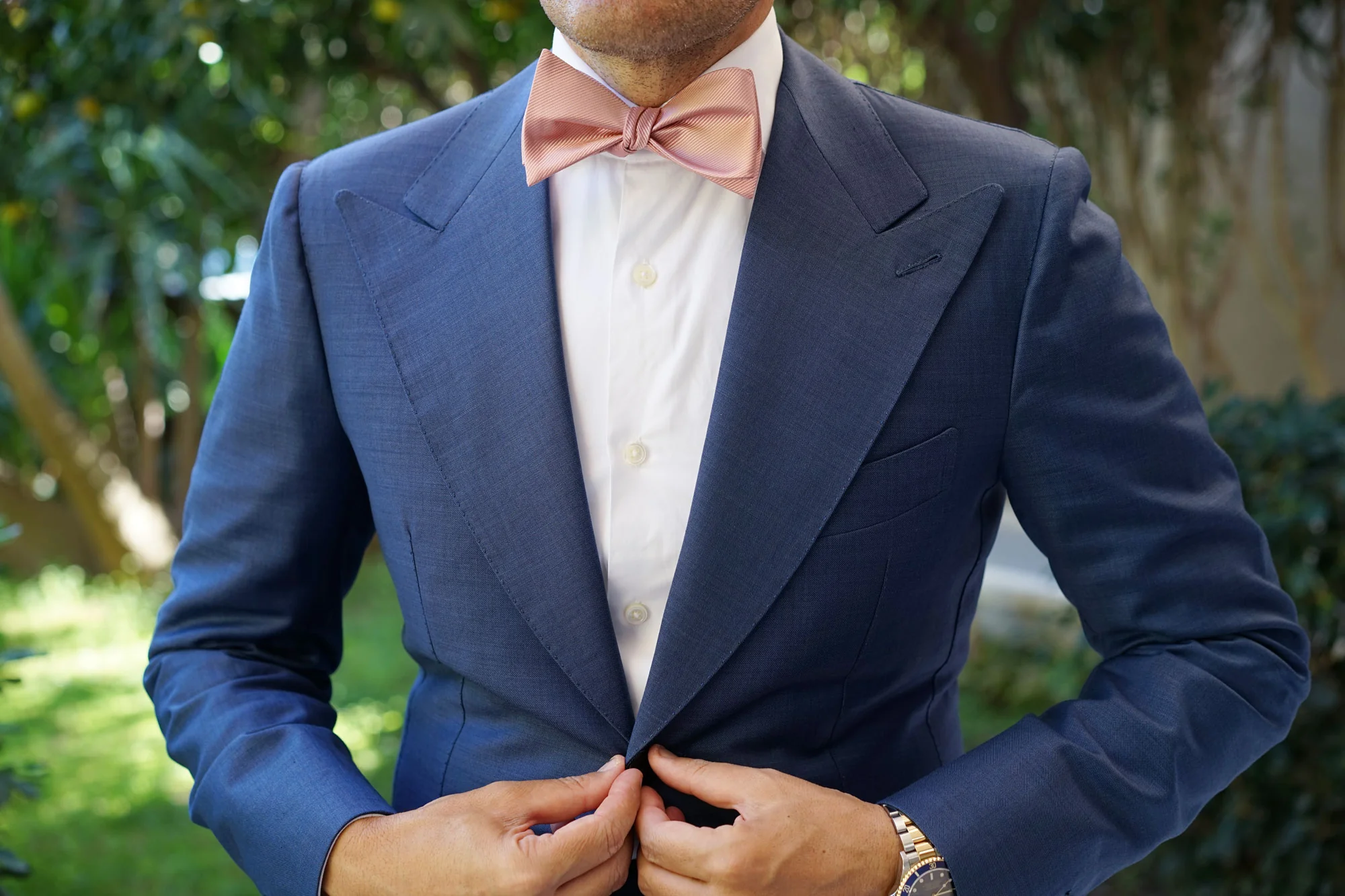 Dusty Blush Pink Twill Self Bow Tie - Image 4
