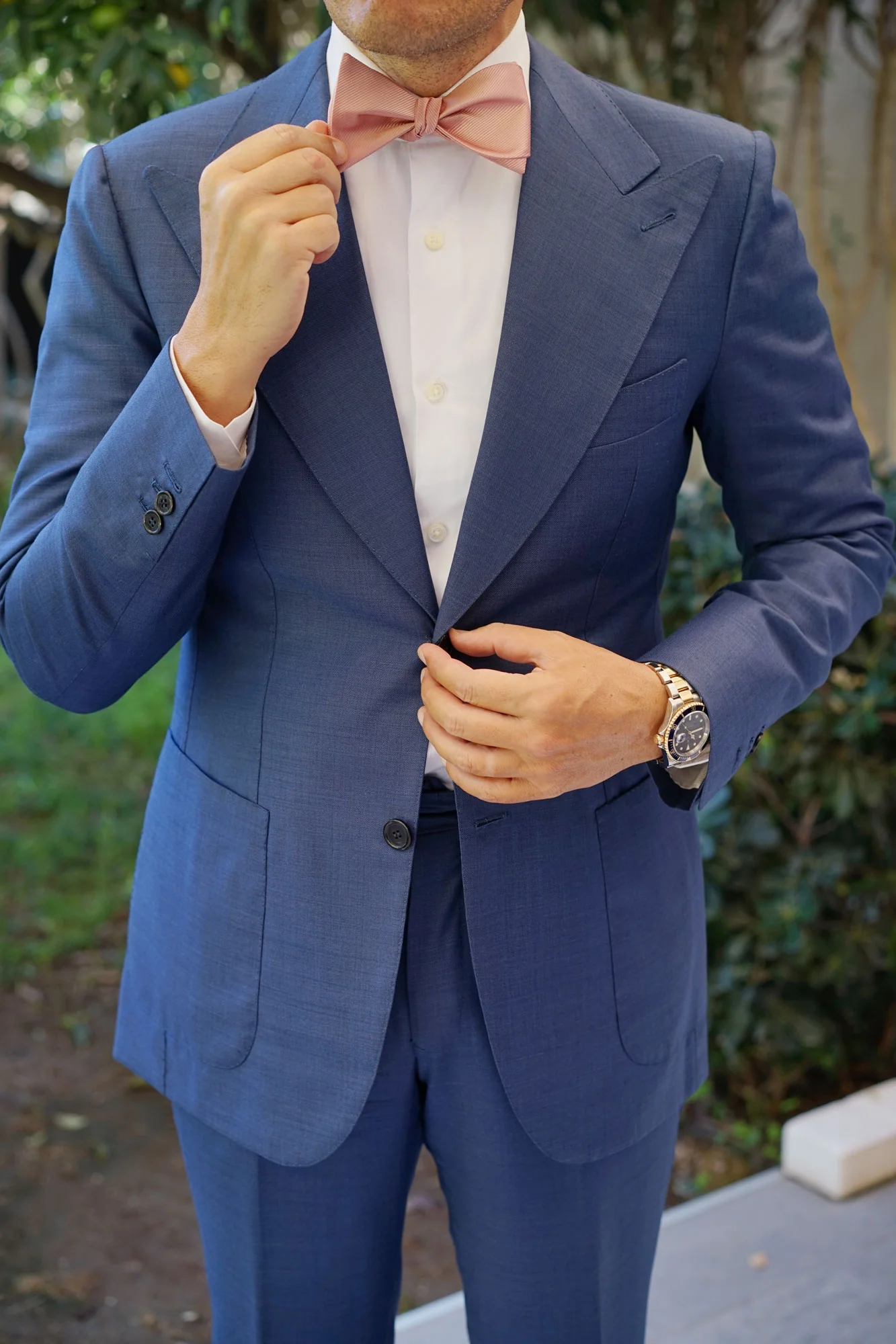 Dusty Blush Pink Twill Self Bow Tie - Image 5
