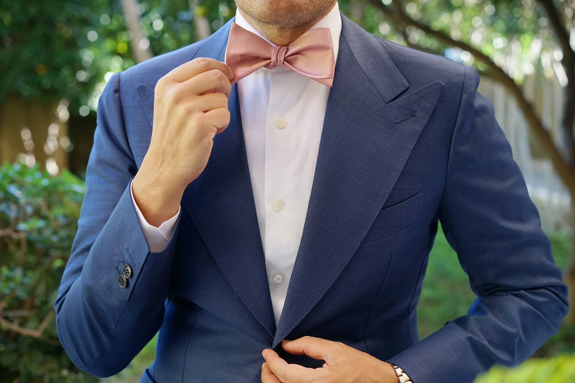 Dusty Blush Pink Twill Self Bow Tie - Image 6