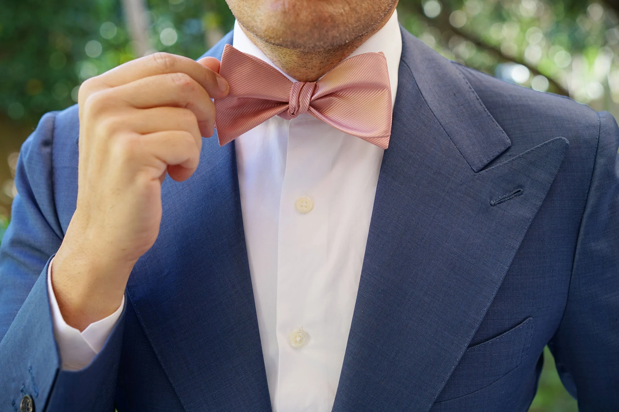 Dusty Blush Pink Twill Self Bow Tie - Image 7