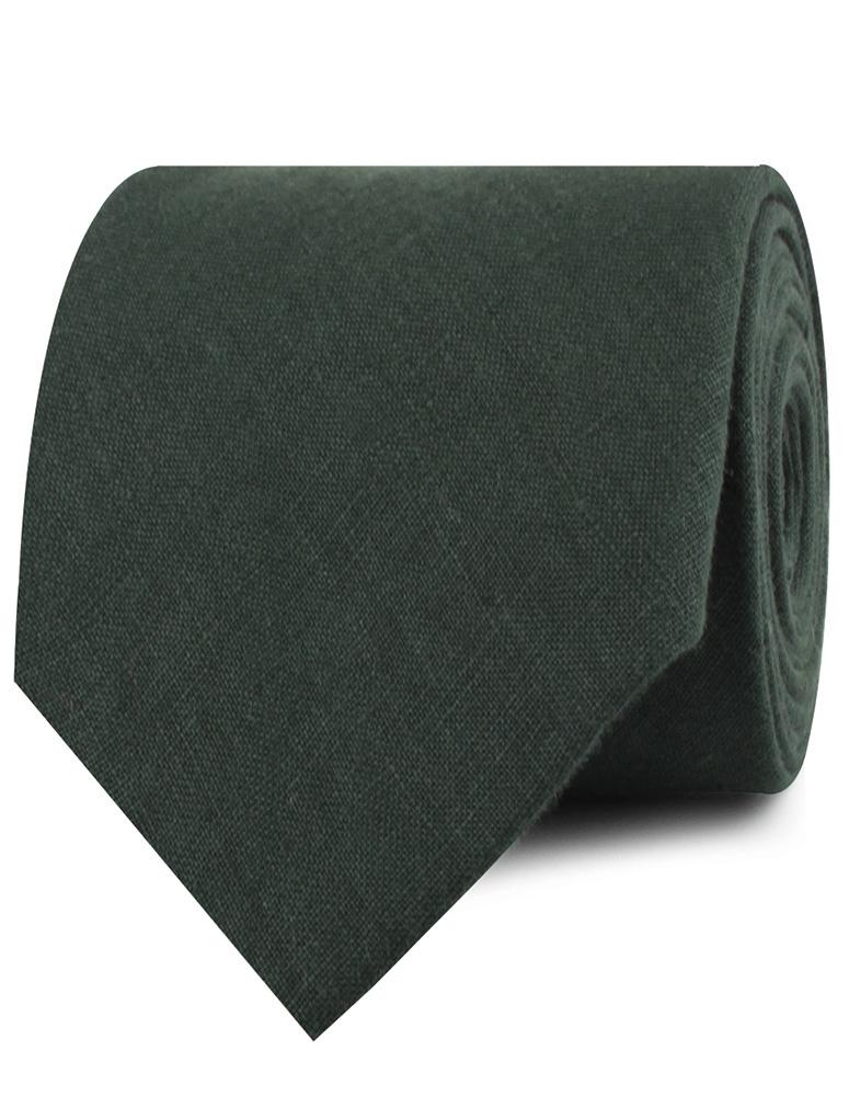 Dusty Emerald Green Linen Necktie - Image 2