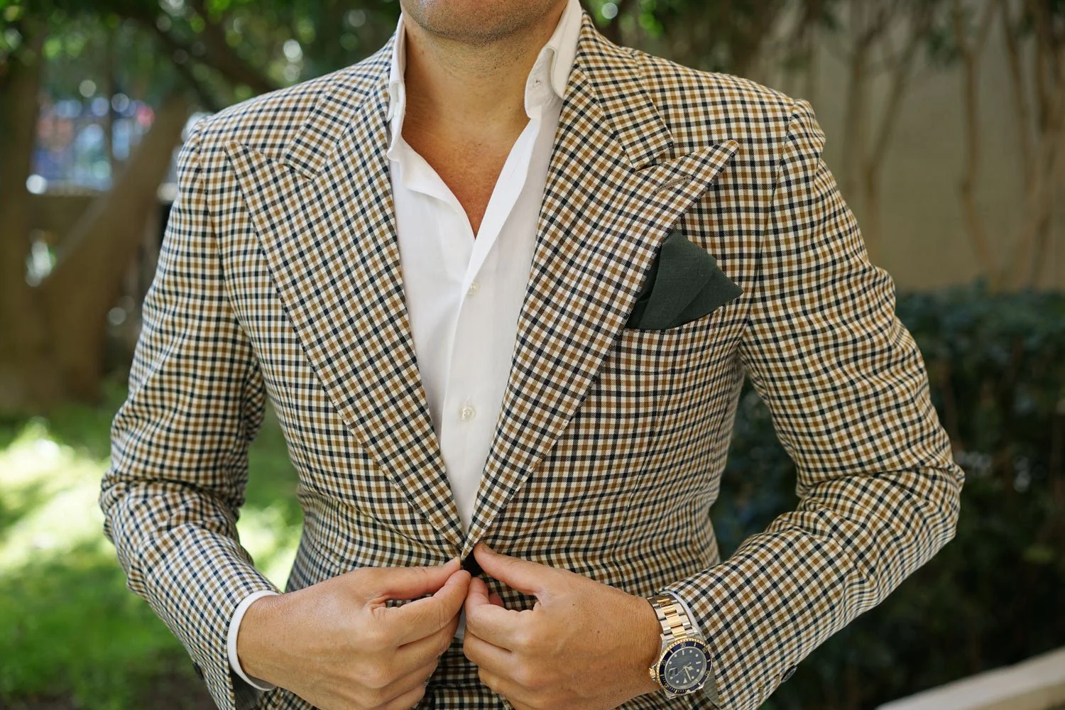 Dusty Emerald Green Linen Pocket Square - Image 3
