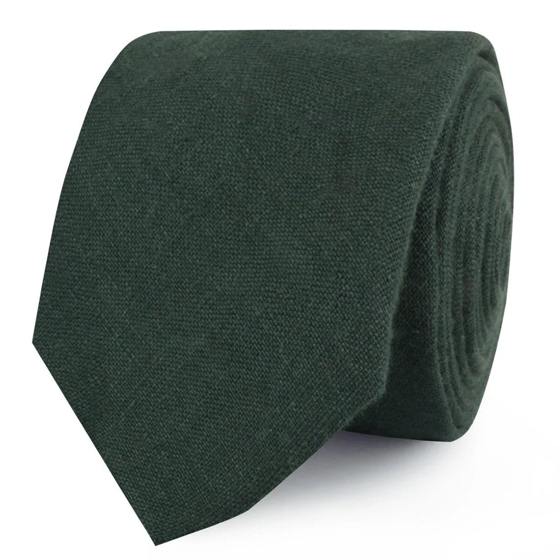 Dusty Emerald Green Linen Skinny Tie - Image 2