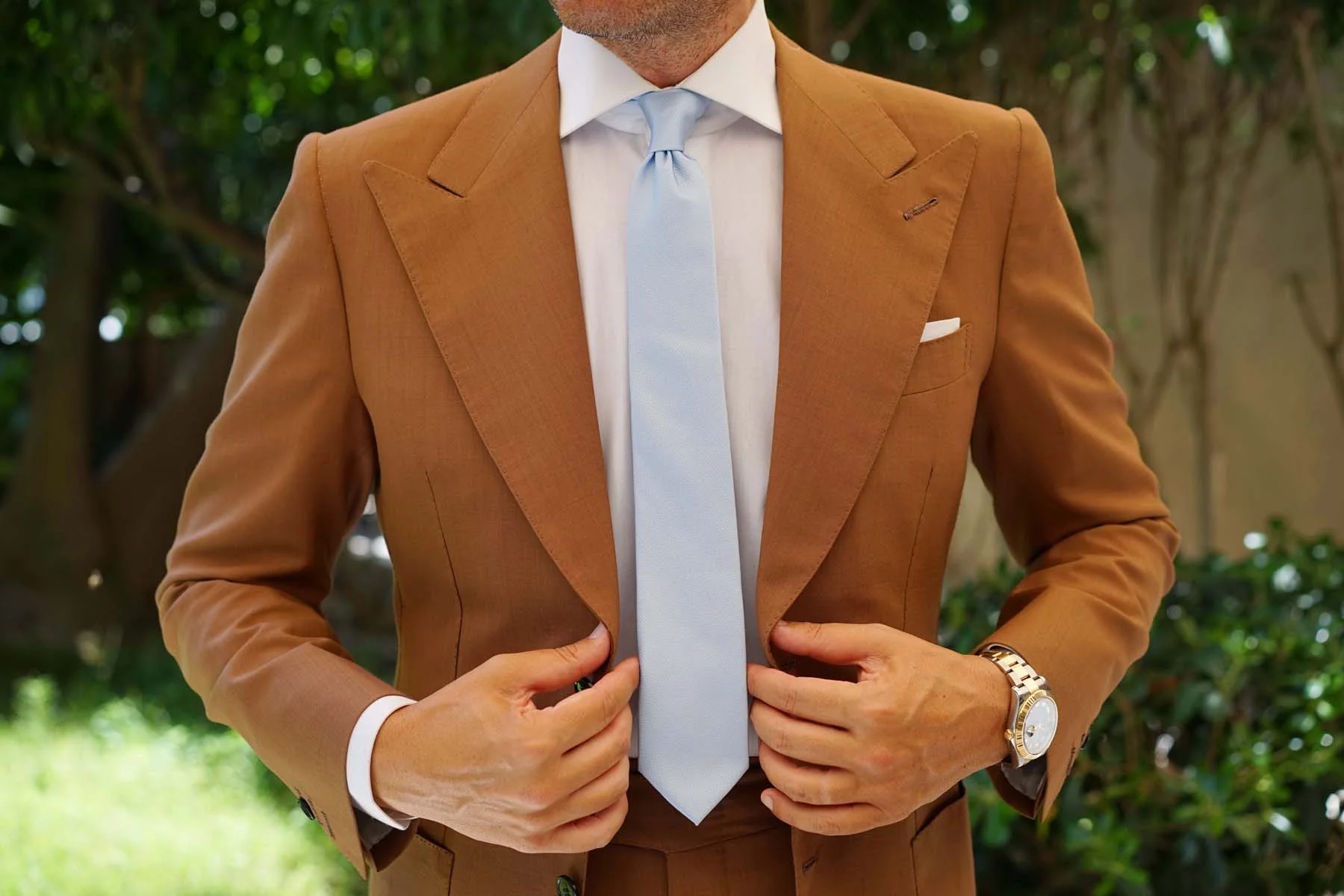 Dusty Ice Blue Weave Skinny Tie - Image 4