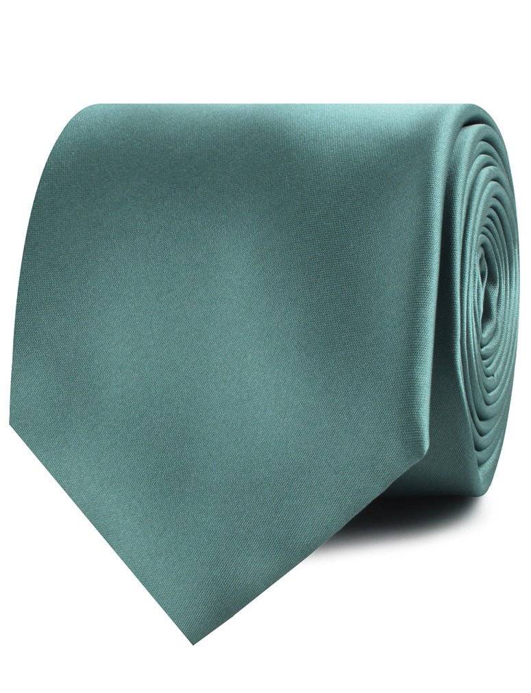Dusty Jade Green Satin Necktie - Image 2