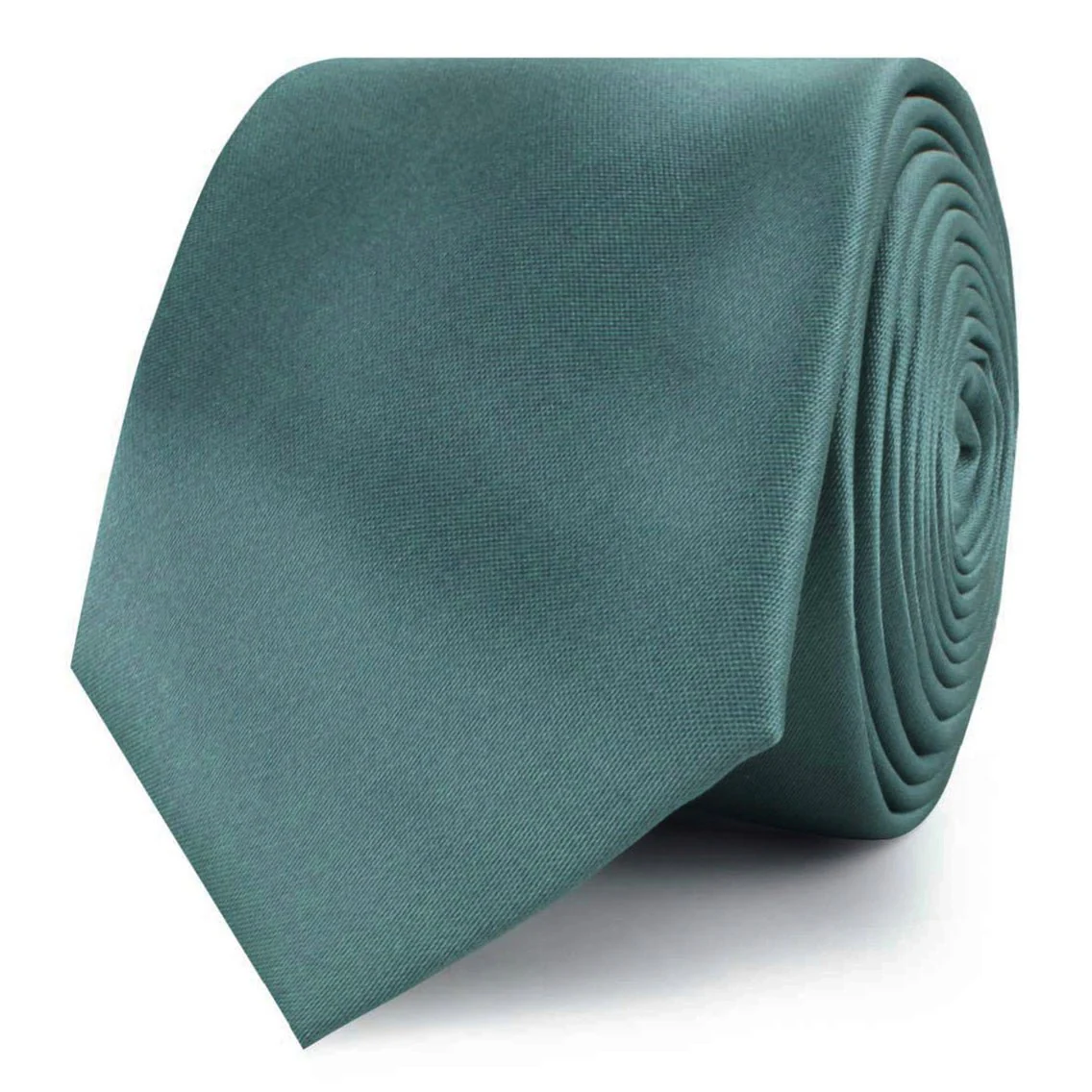 Dusty Jade Green Satin Skinny Tie - Image 2