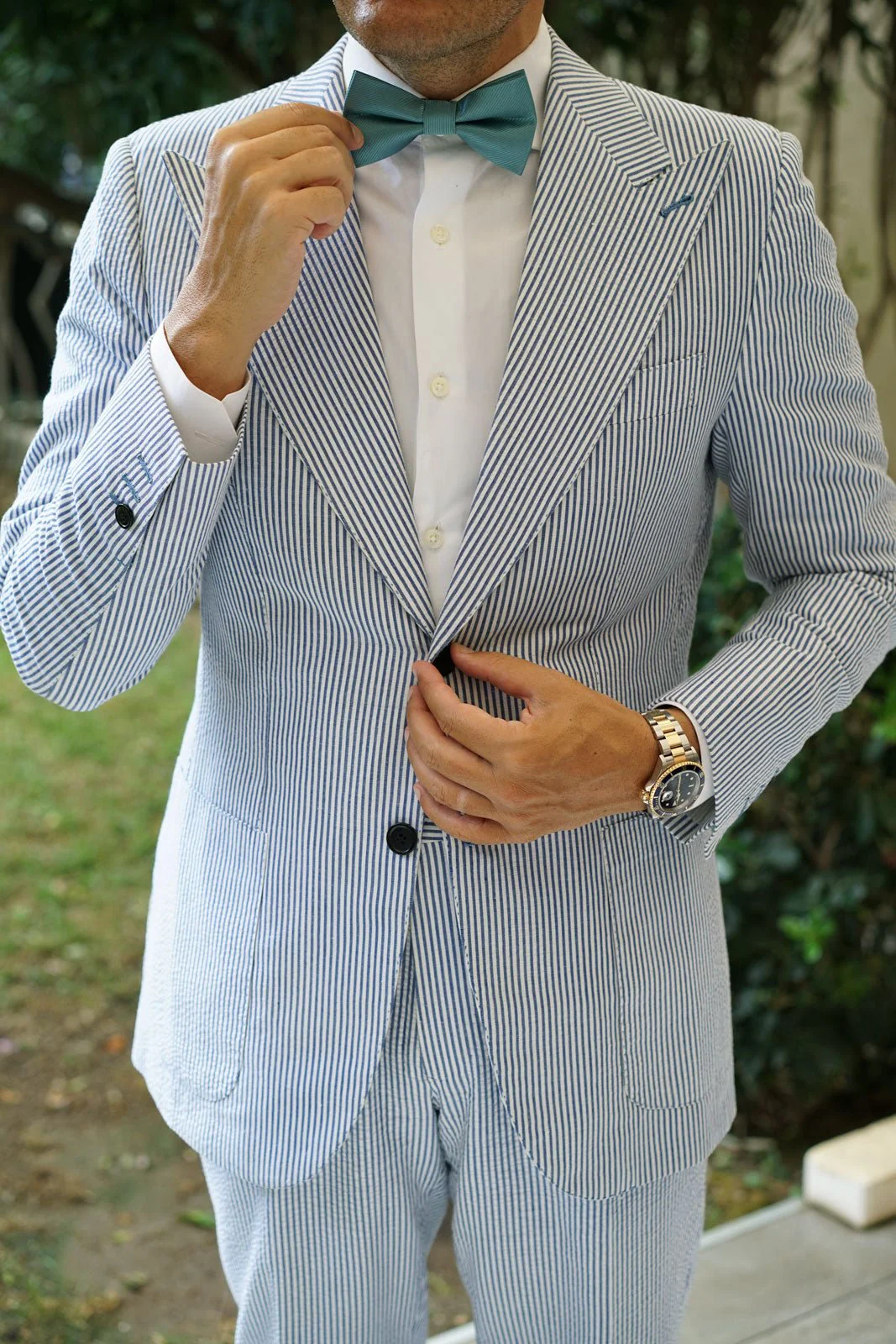 Dusty Jade Green Twill Bow Tie - Image 4