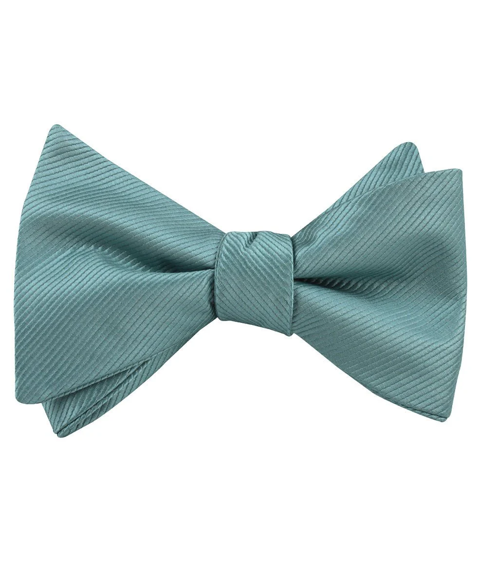 Dusty Jade Green Twill Self Tie Bow Tie - Image 2