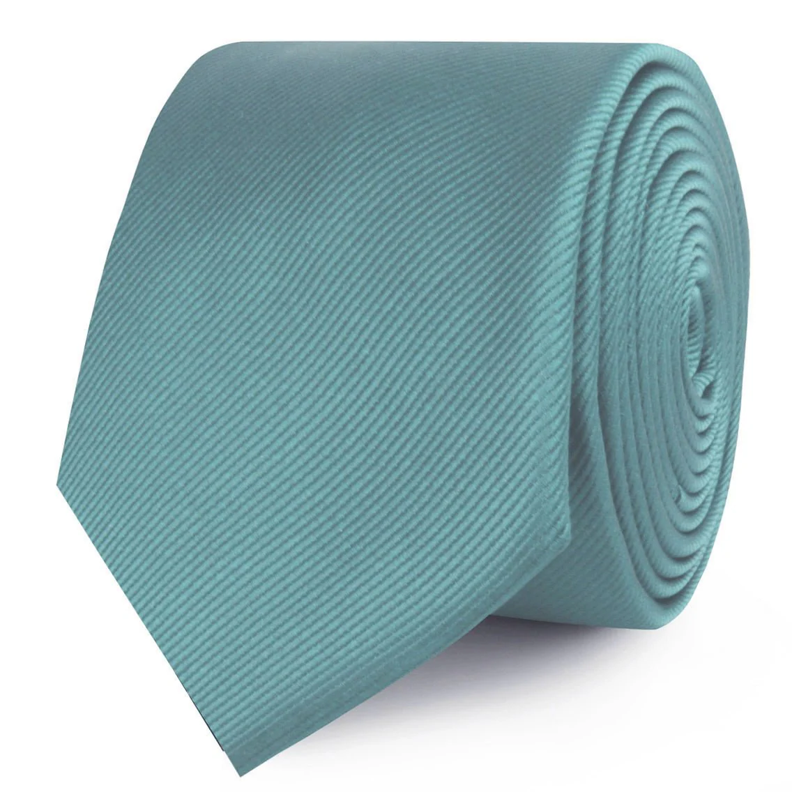 Dusty Jade Green Twill Skinny Tie - Image 2