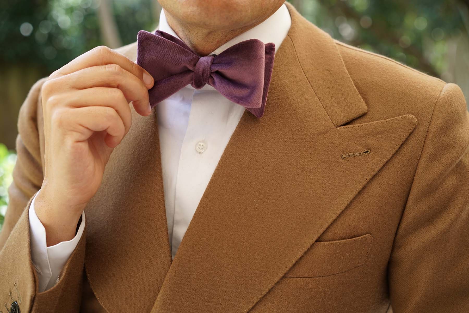Dusty Lilac Purple Velvet Self Bow Tie - Image 7