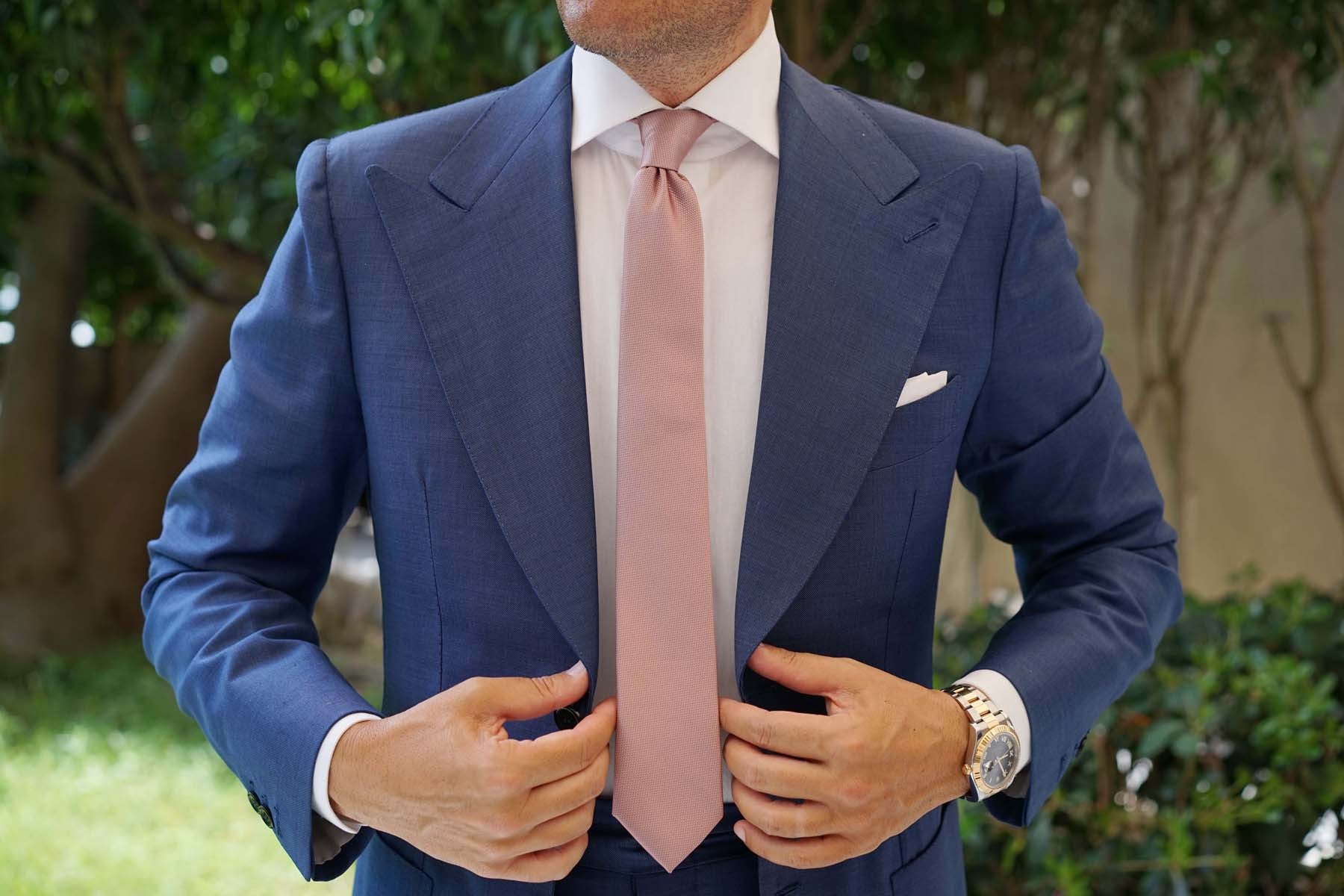 Dusty Mauve Quartz Weave Skinny Tie - Image 4