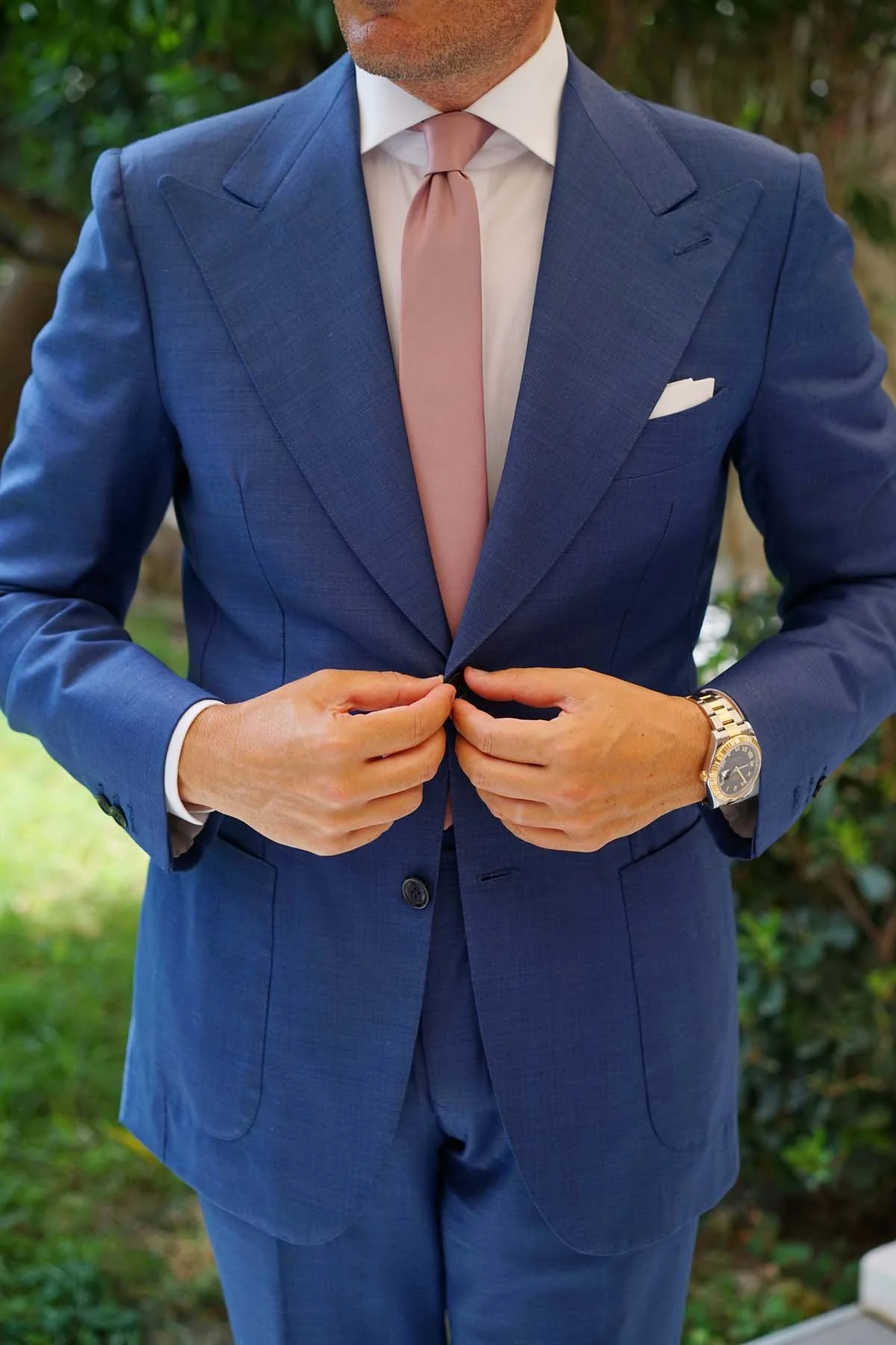 Dusty Mauve Satin Skinny Tie - Image 10