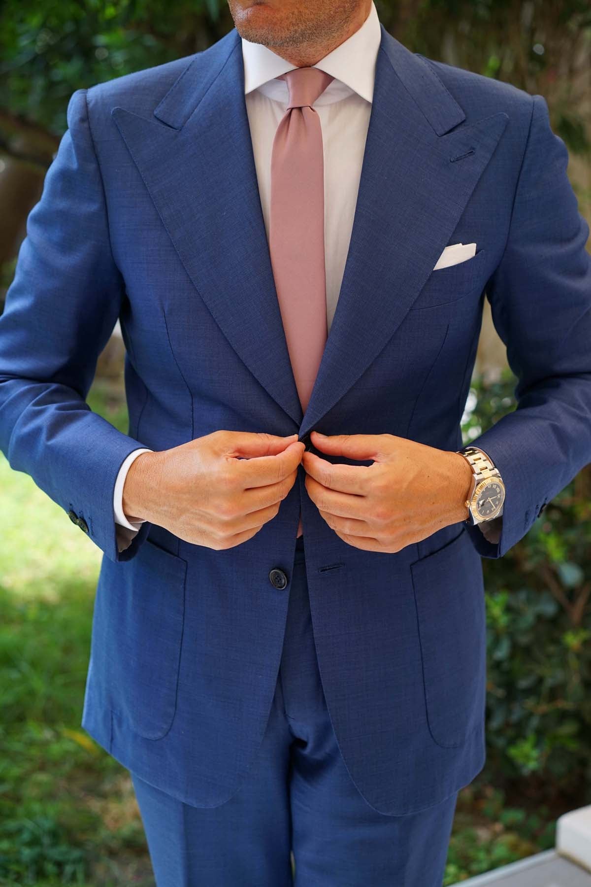 Dusty Mauve Satin Skinny Tie - Image 5