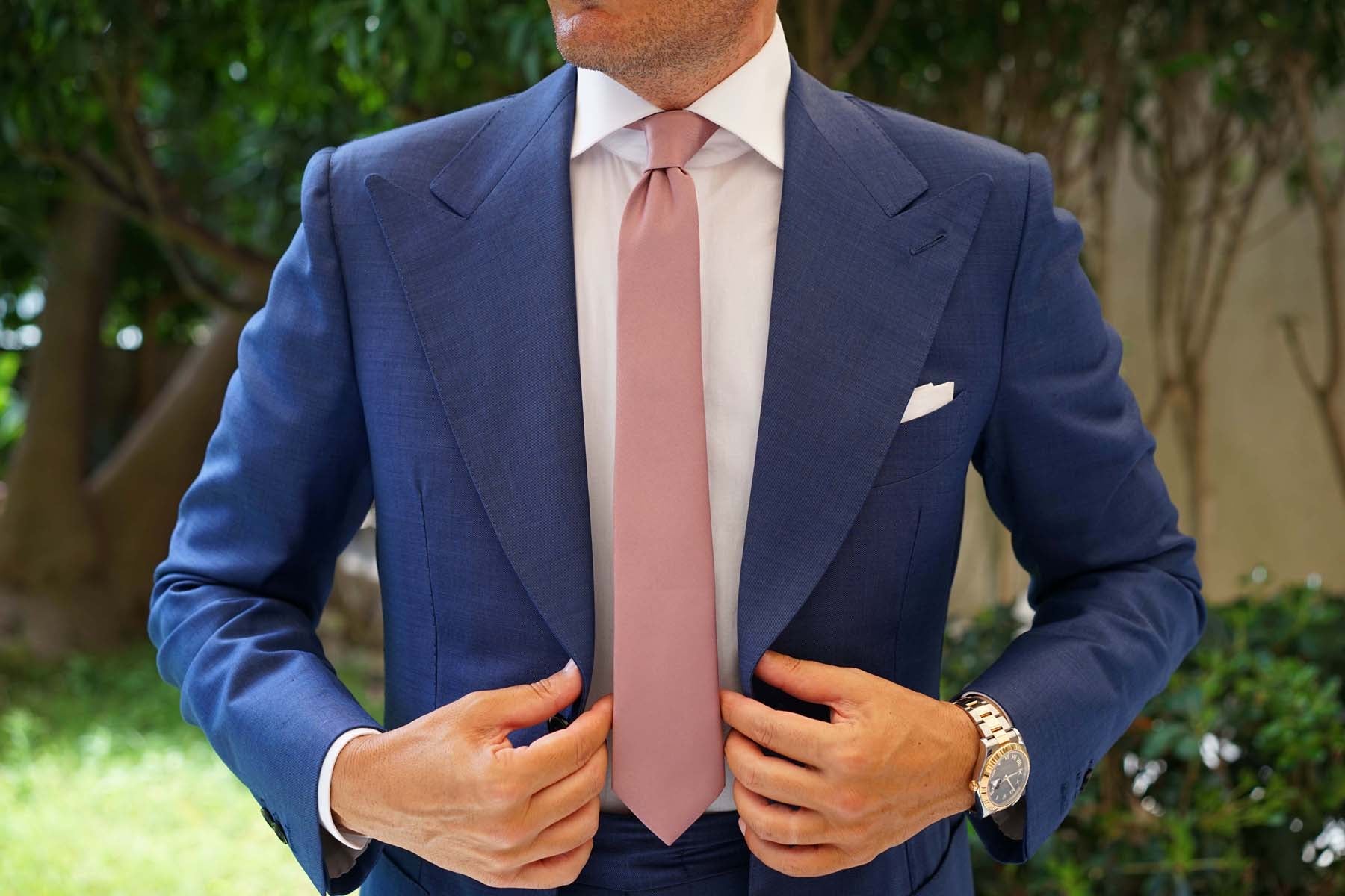Dusty Mauve Satin Skinny Tie - Image 8