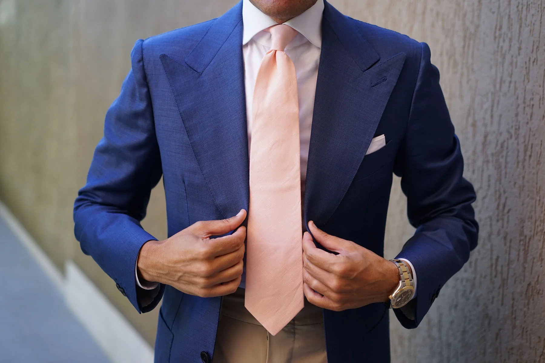 Dusty Peach Slub Linen Necktie - Image 9