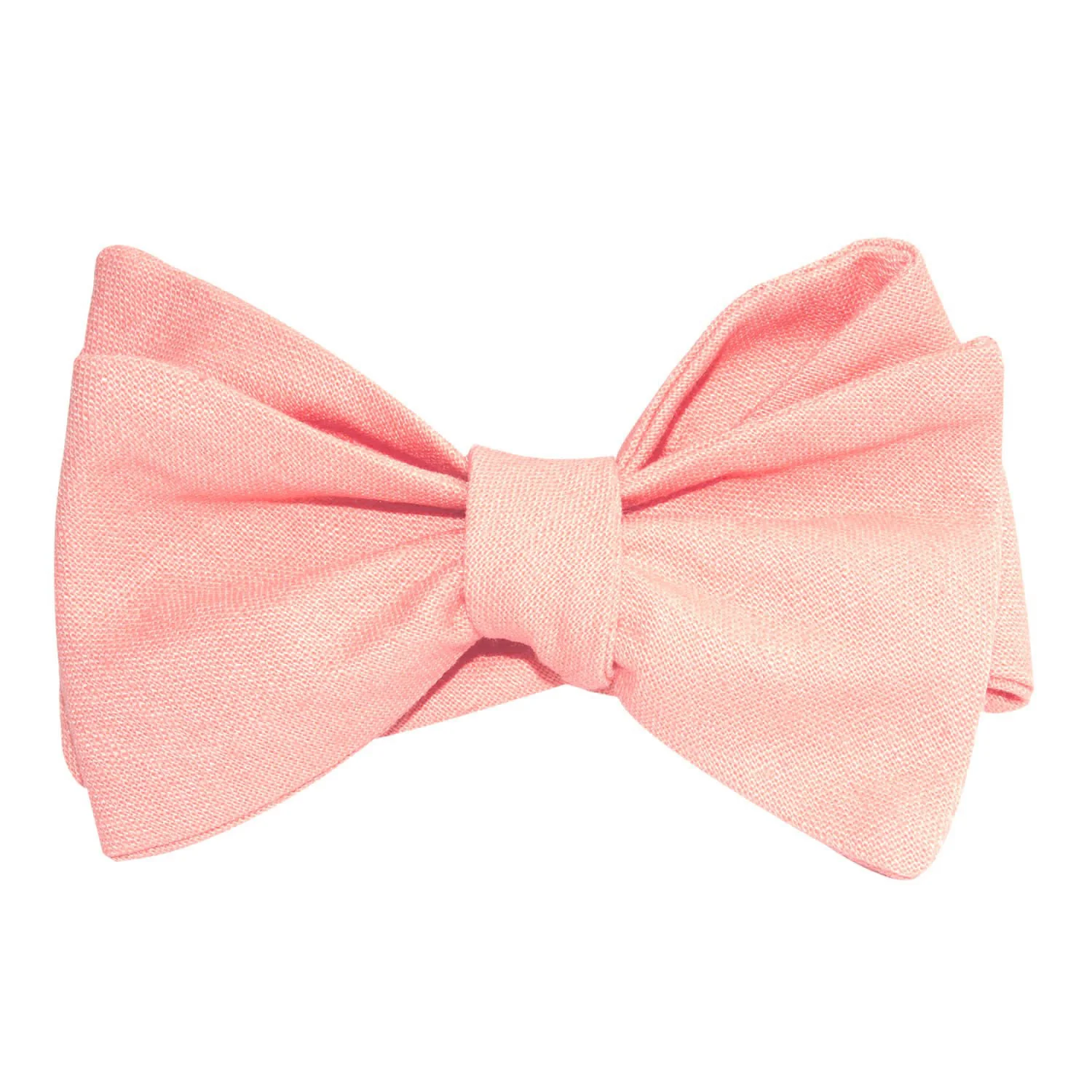 Dusty Peach Slub Linen Self Tie Bow Tie - Image 2