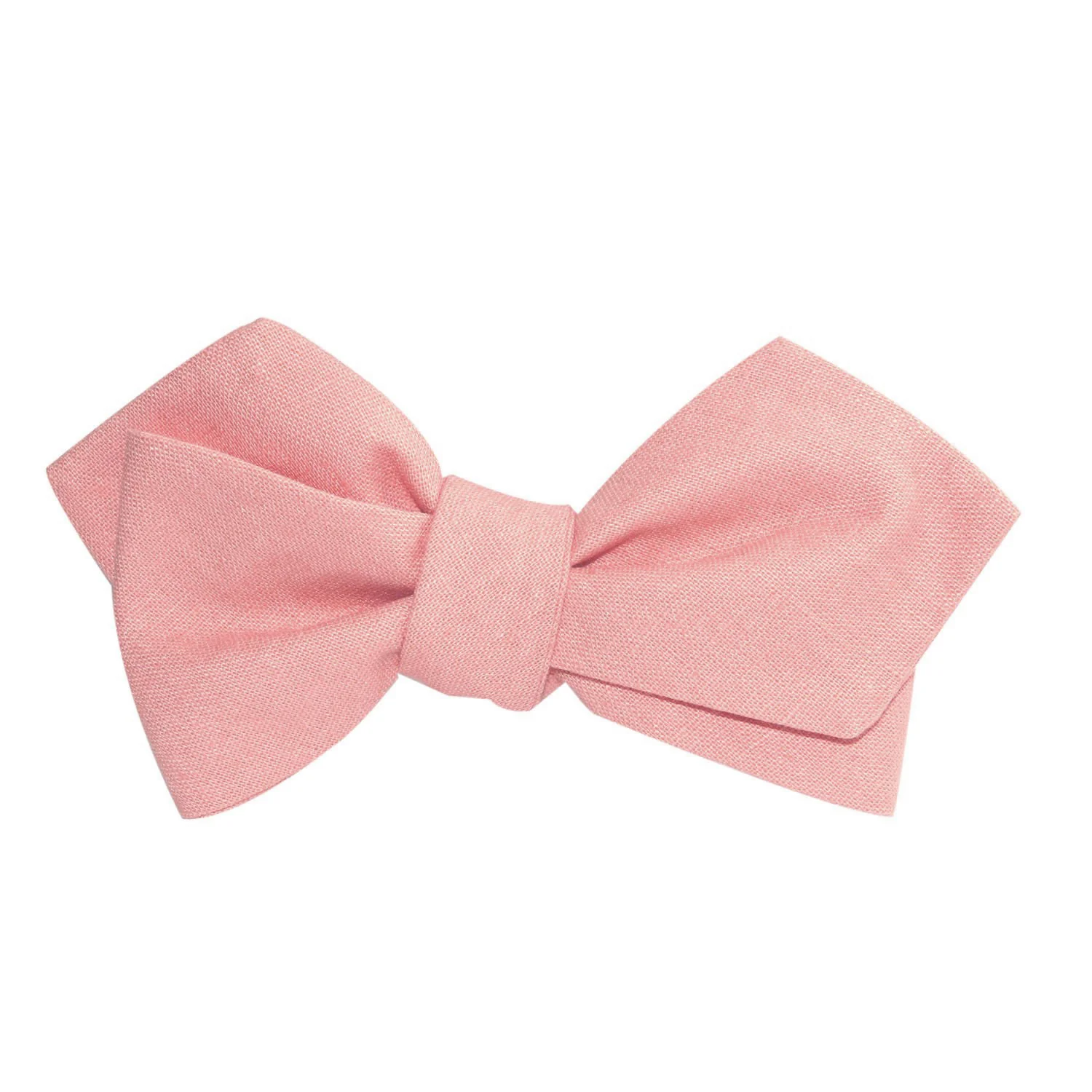Dusty Peach Slub Linen Self Tie Diamond Tip Bow Tie - Image 3