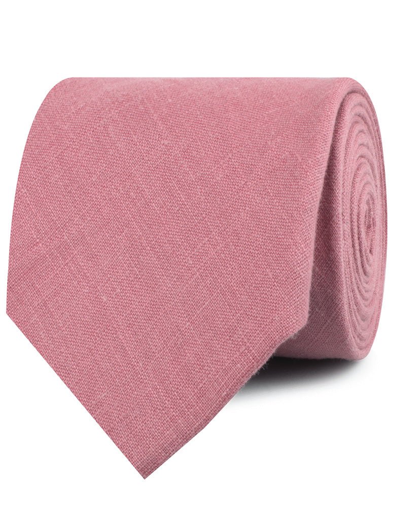 Dusty Rose Pink Linen Necktie - Image 2