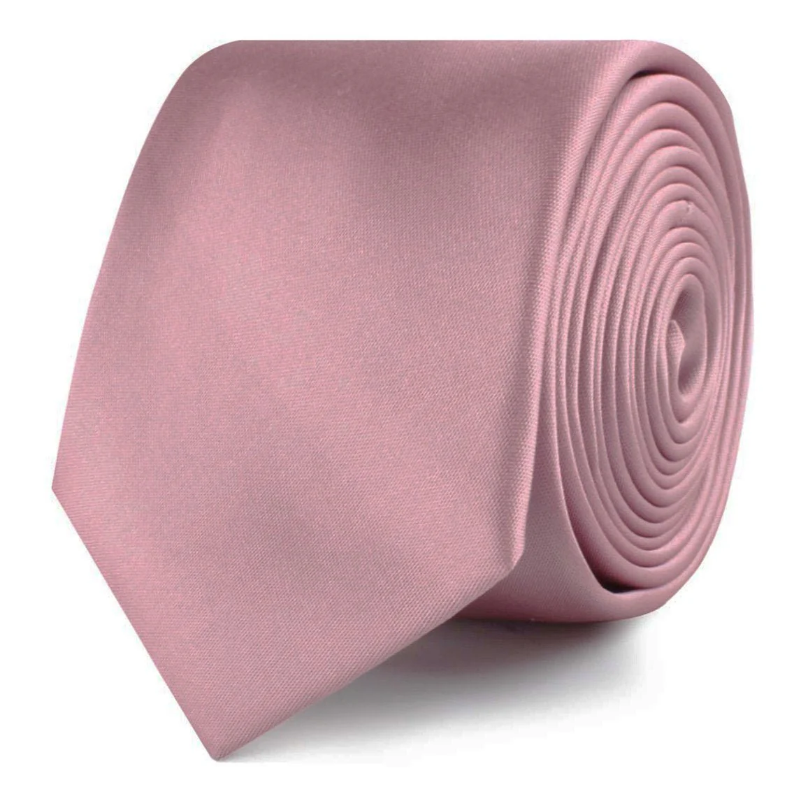 Dusty Rose Pink Satin Skinny Tie - Image 2