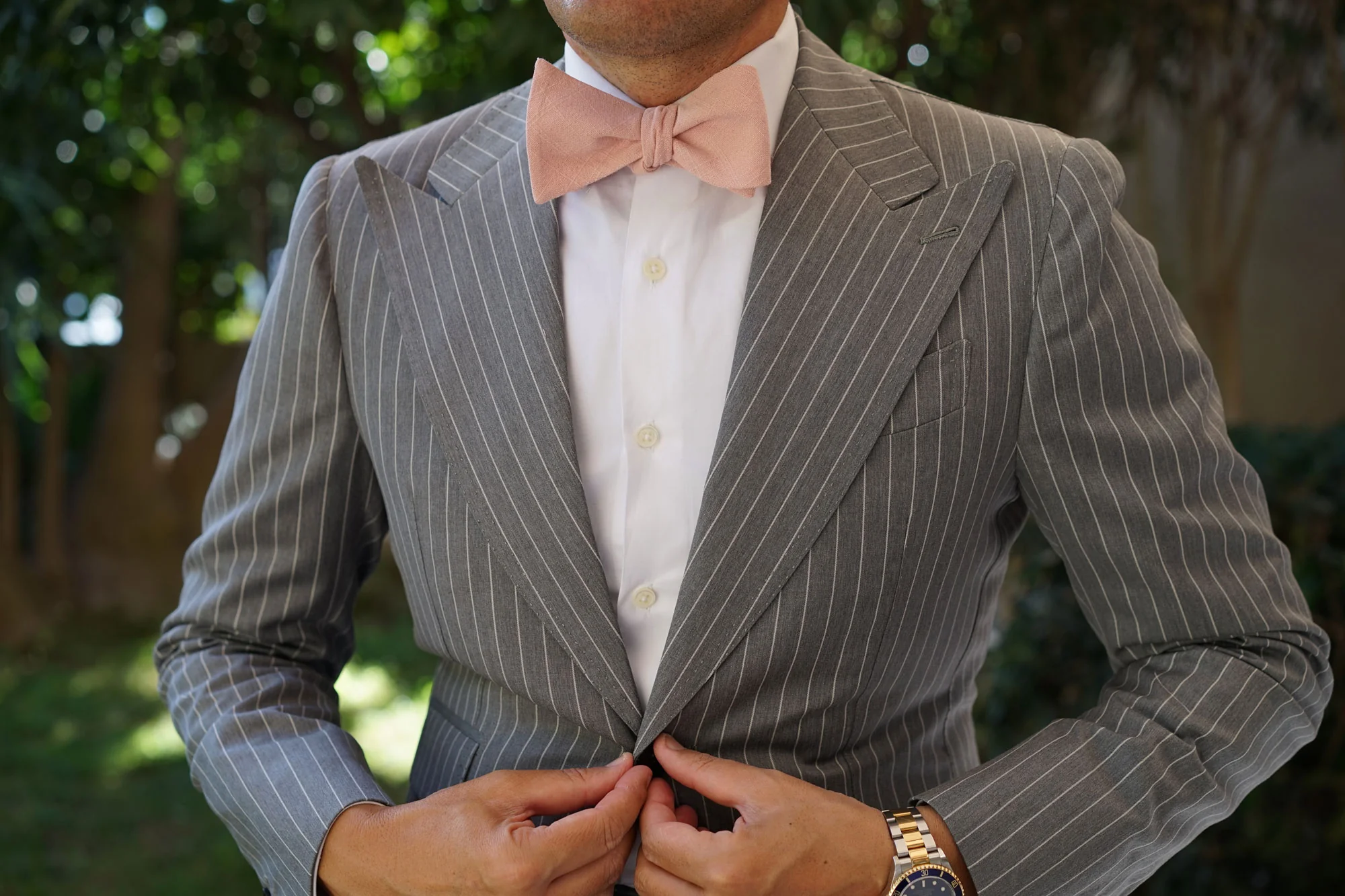 Dusty Rose Pink Self Bow Tie - Image 4