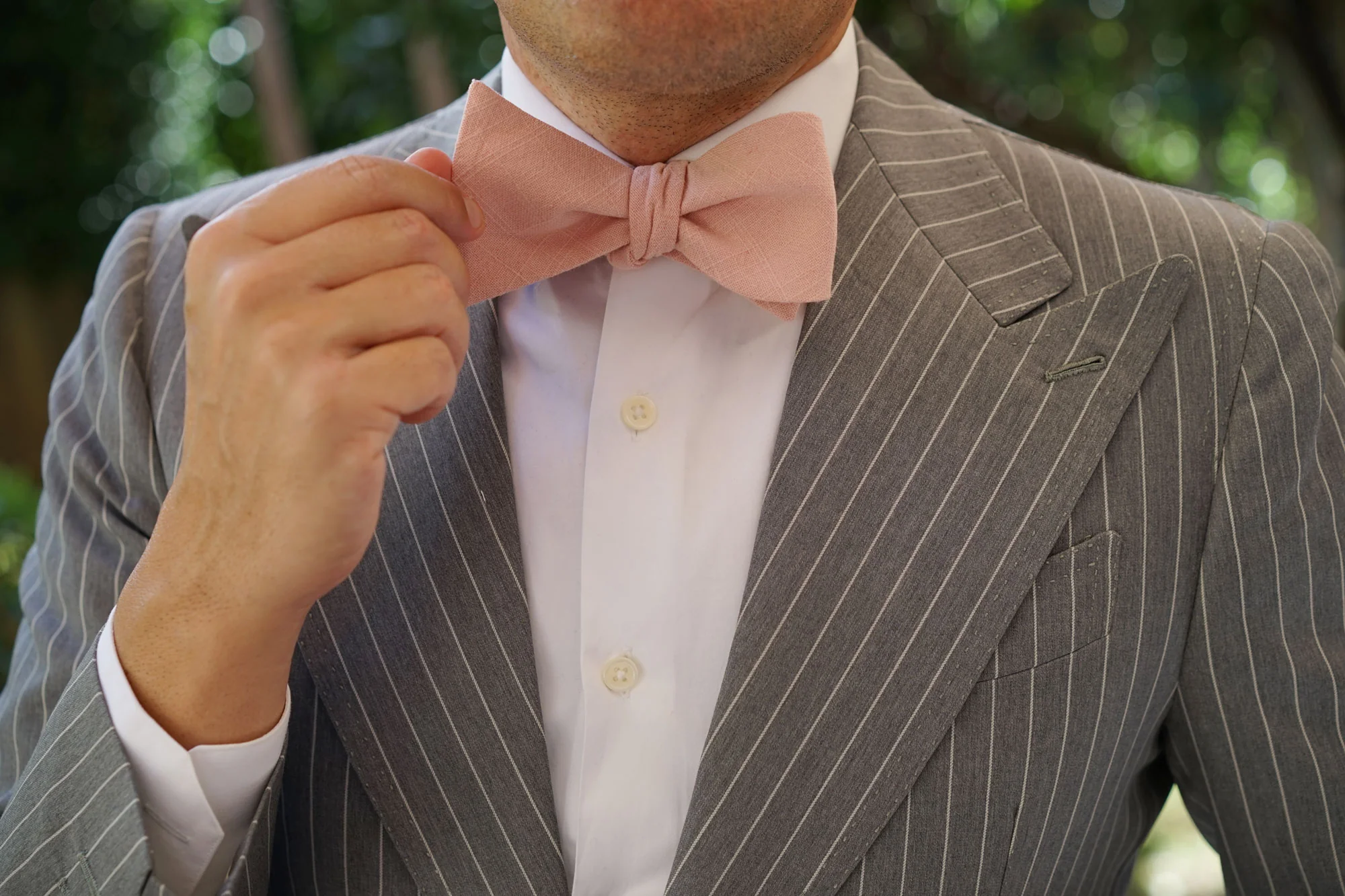 Dusty Rose Pink Self Bow Tie - Image 6