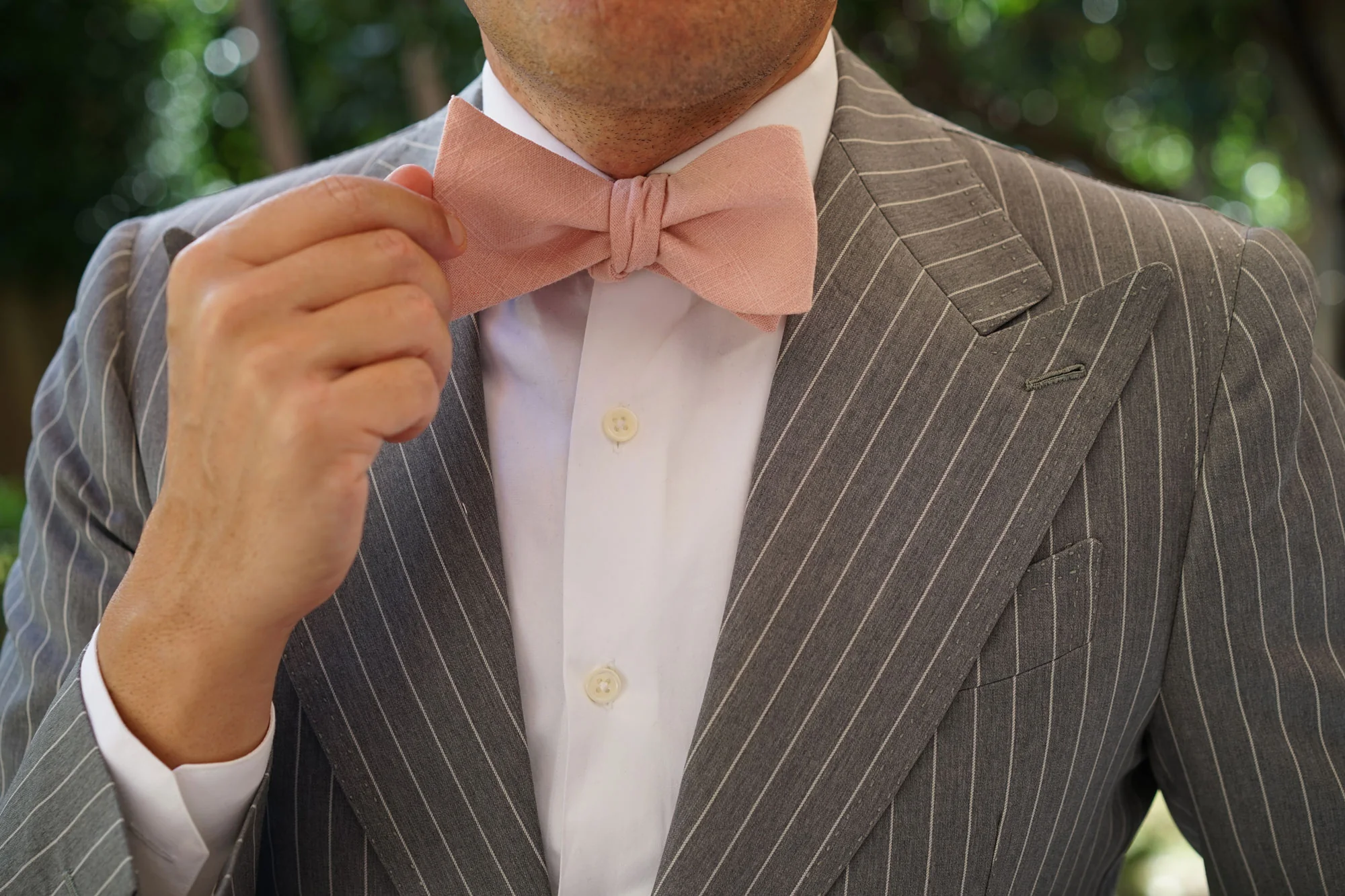 Dusty Rose Pink Self Bow Tie - Image 9