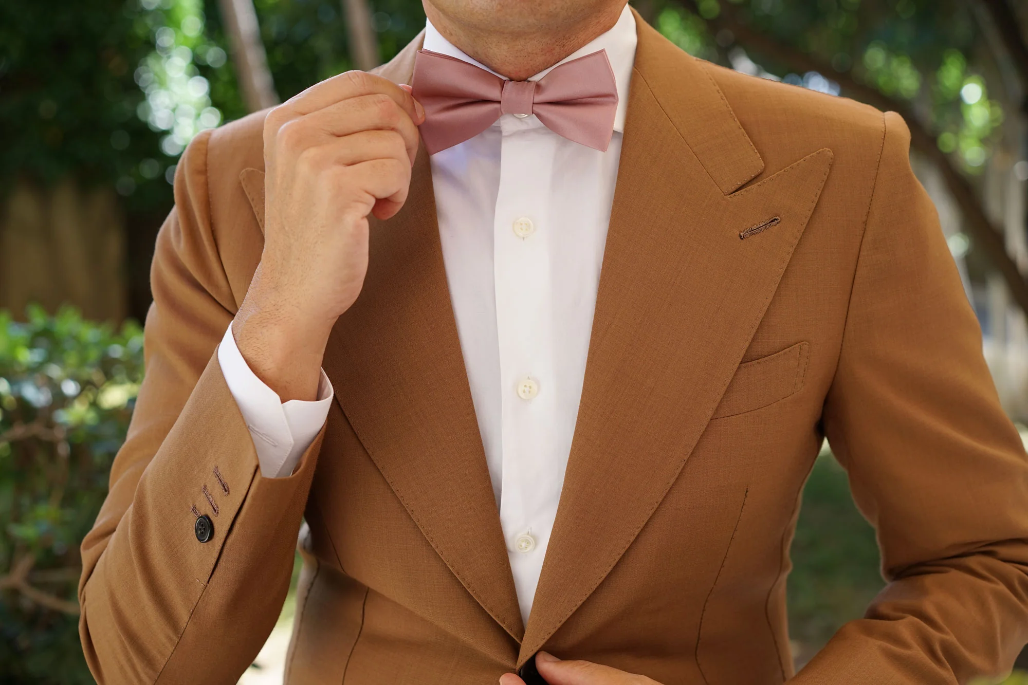 Dusty Rose Vintage Satin Bow Tie - Image 5