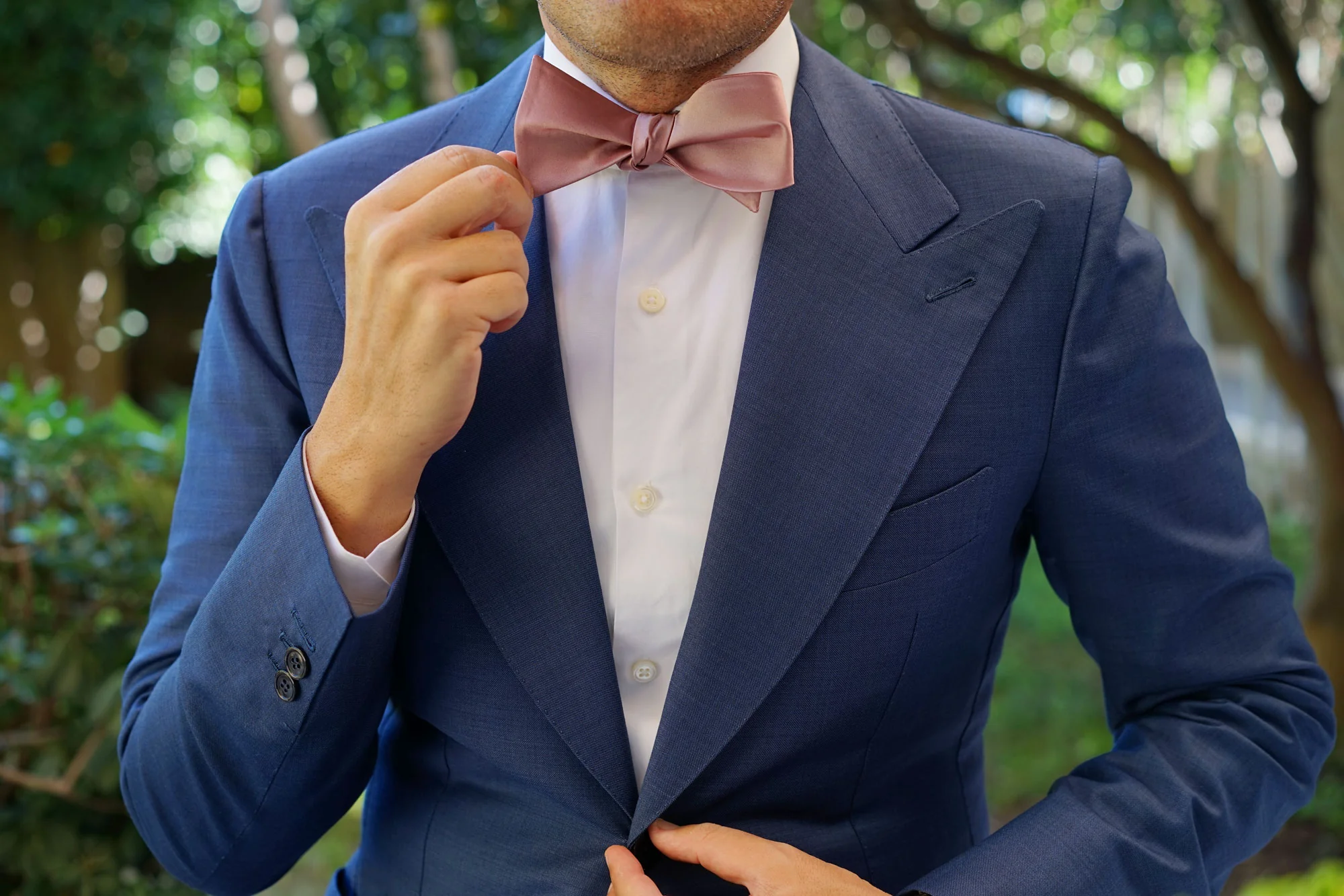 Dusty Rose Vintage Satin Self Tie Bow Tie - Image 10