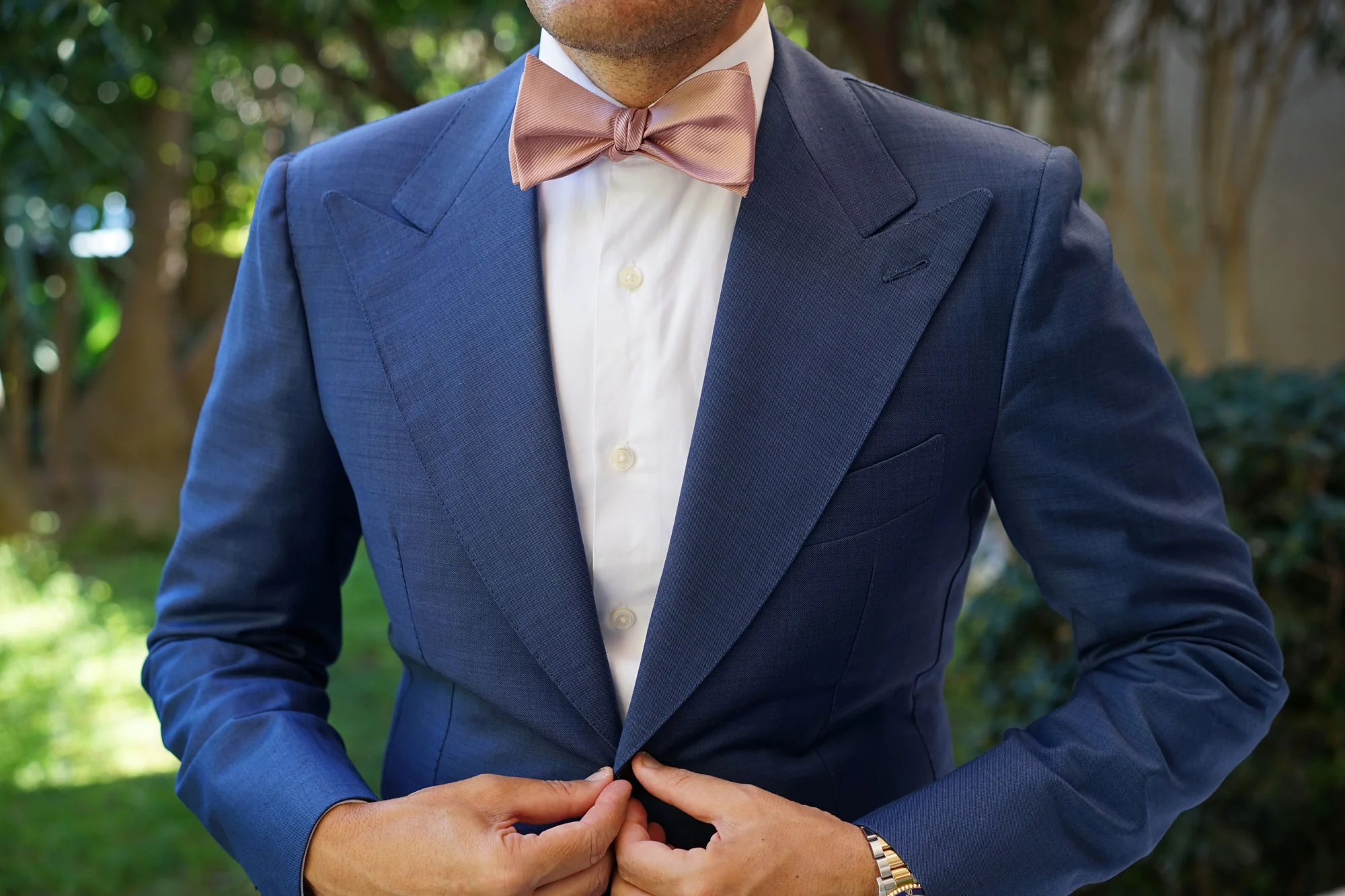 Dusty Rose Vintage Twill Self Bow Tie - Image 10