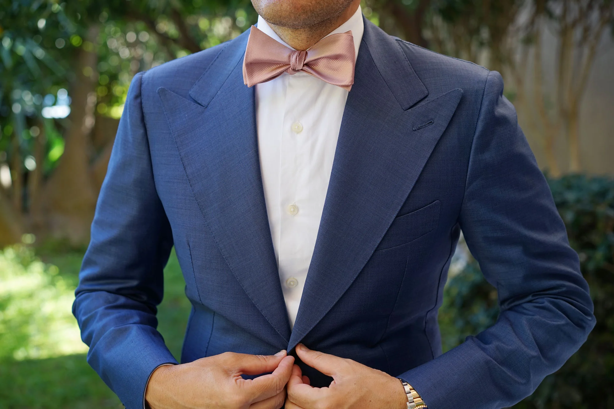 Dusty Rose Vintage Twill Self Bow Tie - Image 4